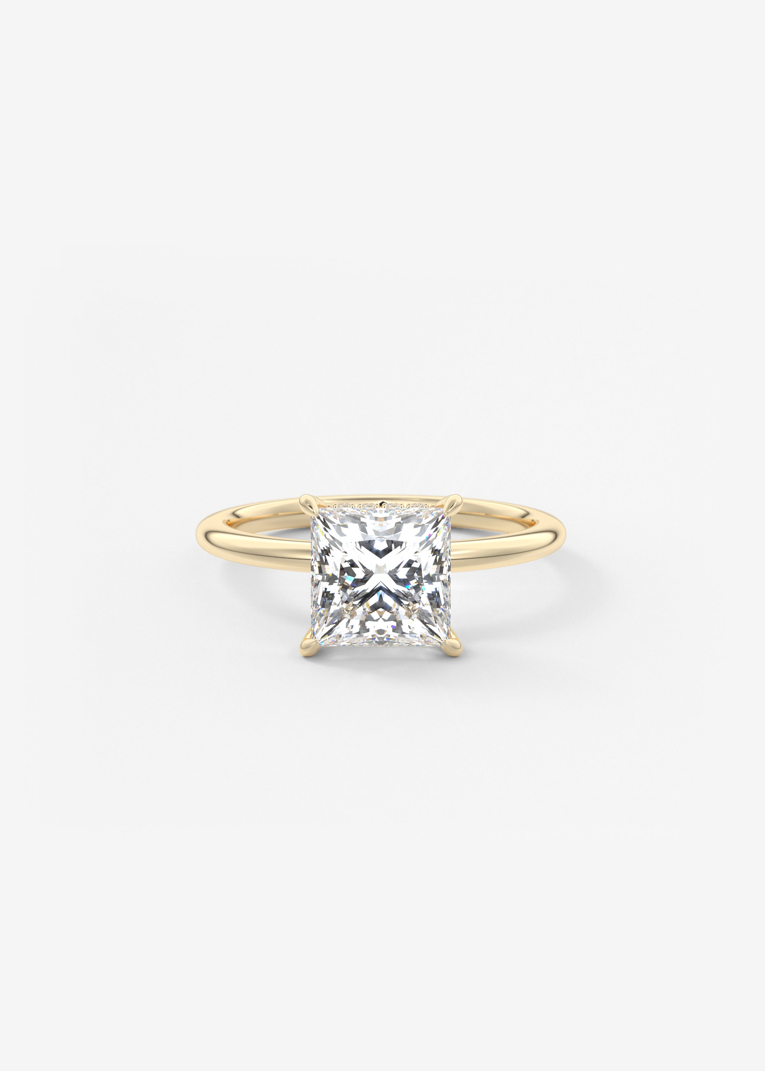 Hidden Halo  engagement in YG metal featuring Princess cut with Solitaire,Prong,Hidden Halo setting