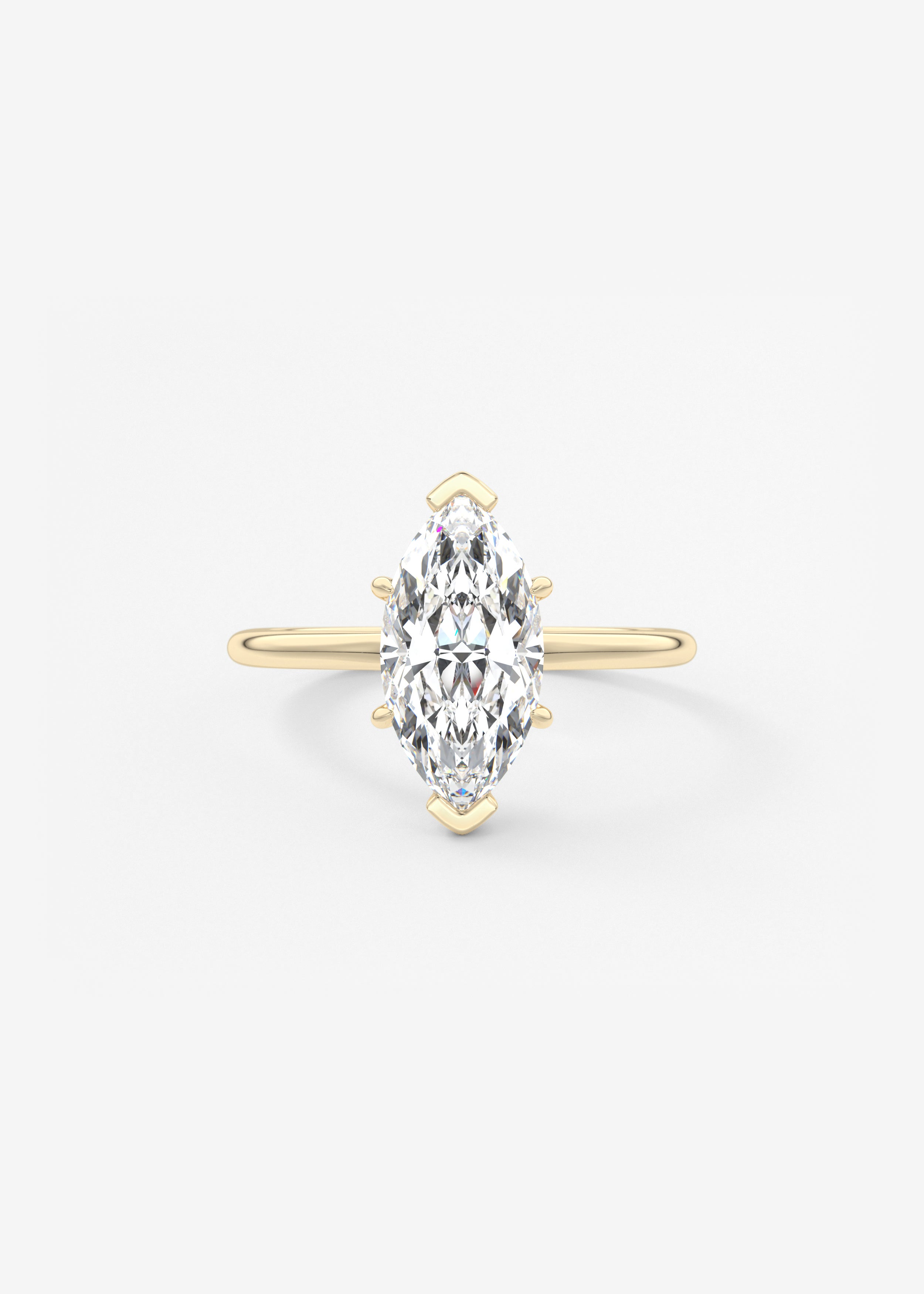 The Plunge engagement in YG metal featuring Marquise cut with Solitaire,Prong setting