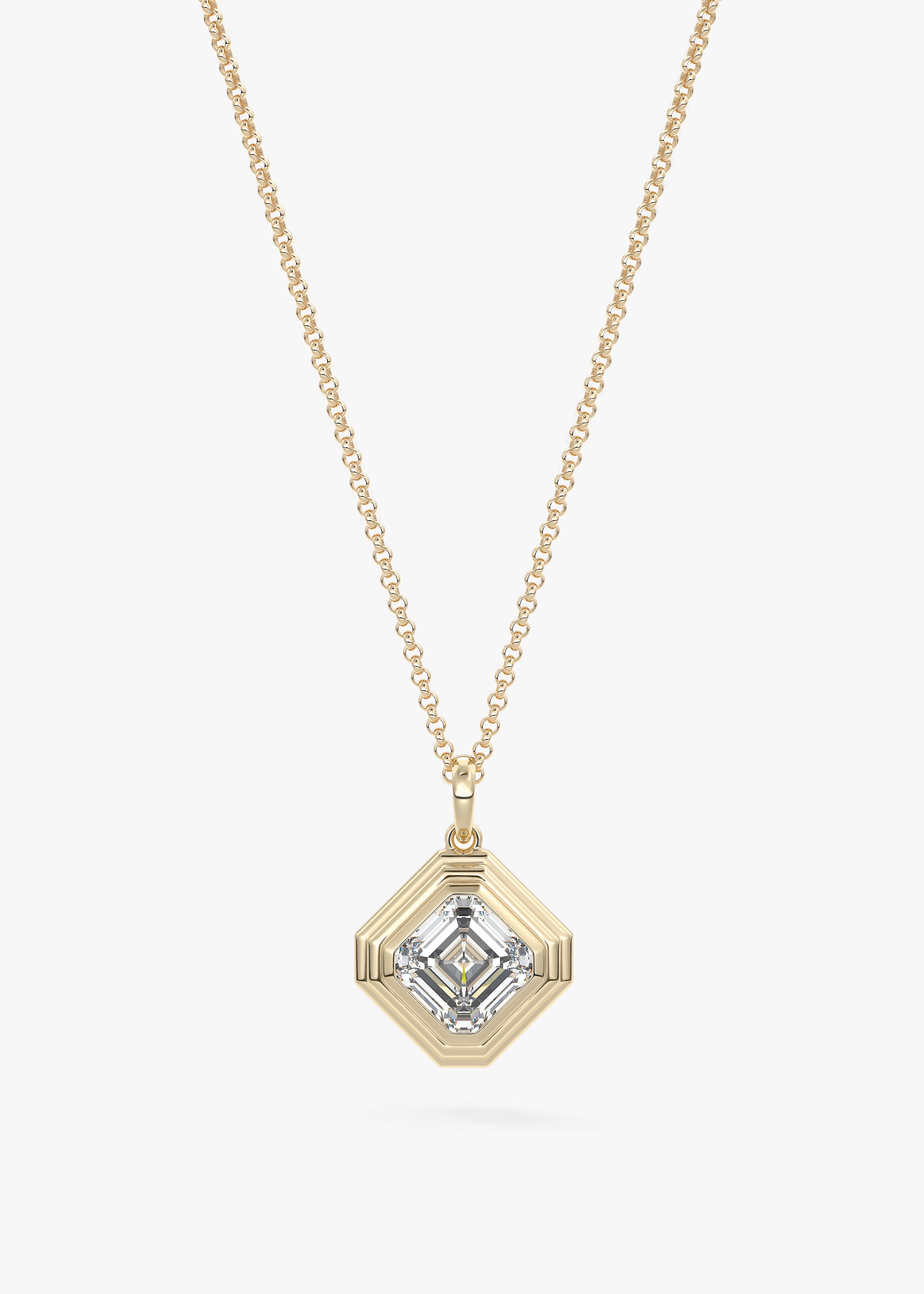 The Radiator necklace in YG metal featuring Asscher cut with Bezel,Asscher,Solitaire setting