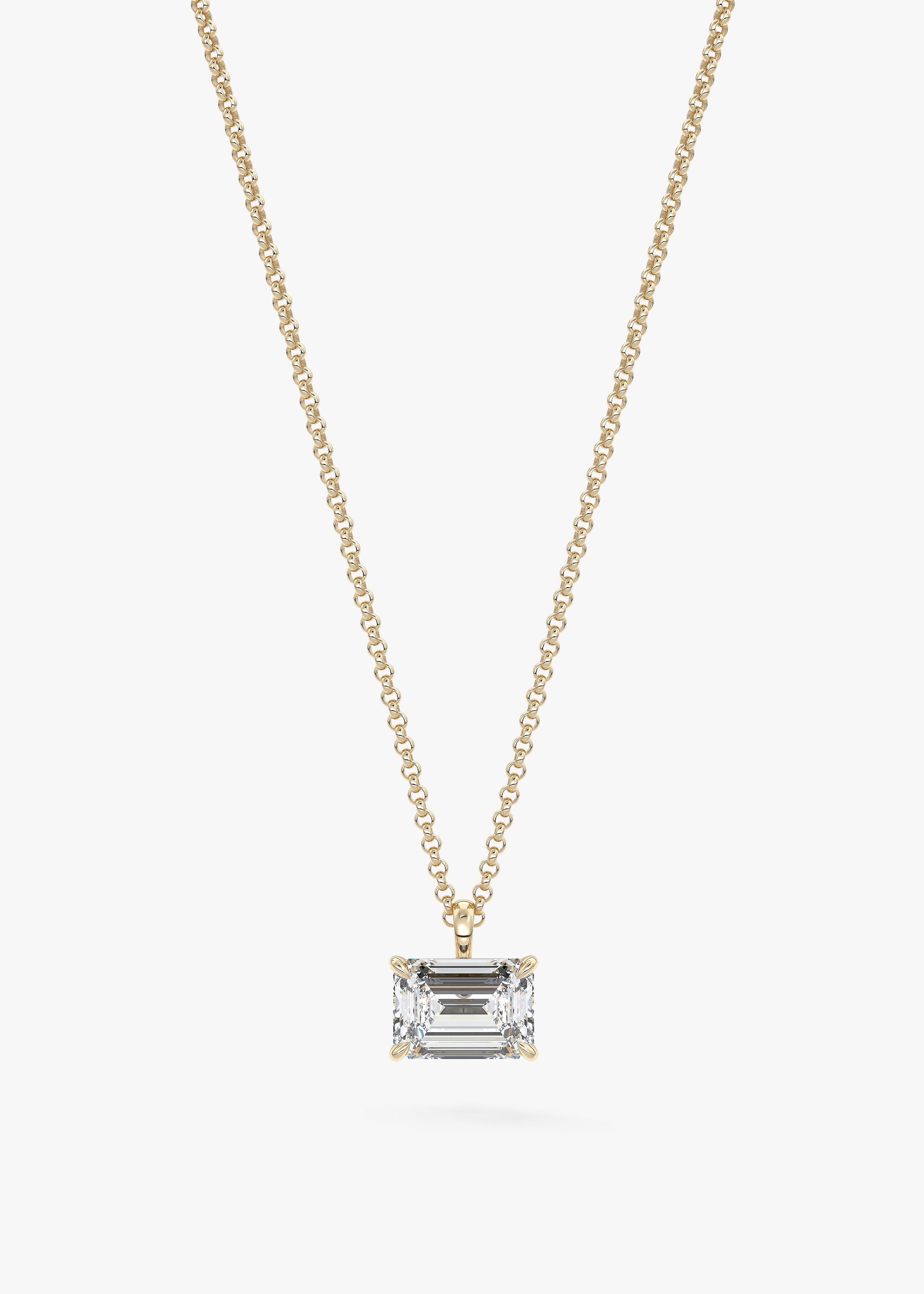 The OG E.W. necklace in YG metal featuring Emerald cut with Prong,Emerald,Solitaire setting