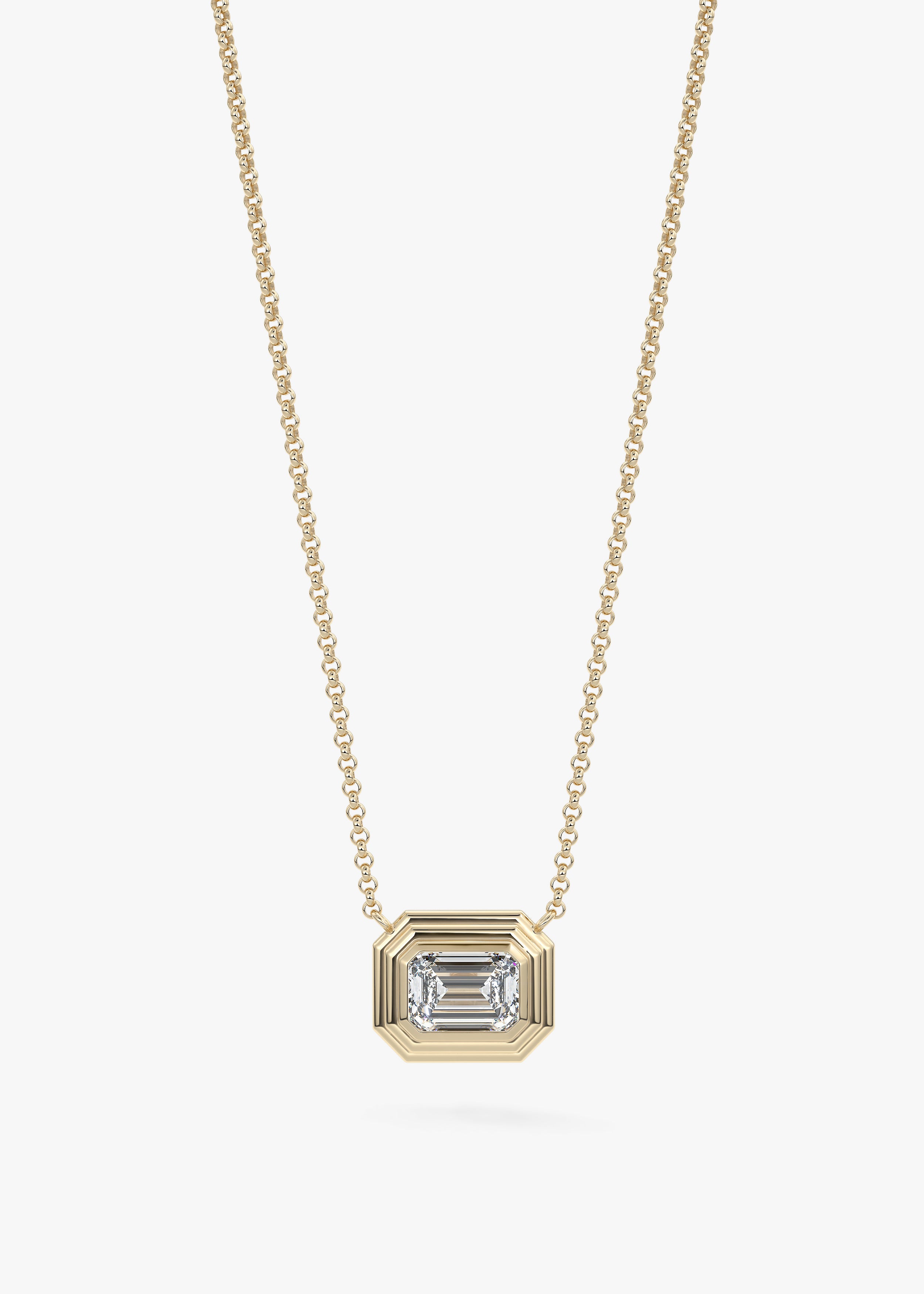 The Radiator E.W. necklace in YG metal featuring Emerald cut with Bezel,Emerald,Solitaire setting