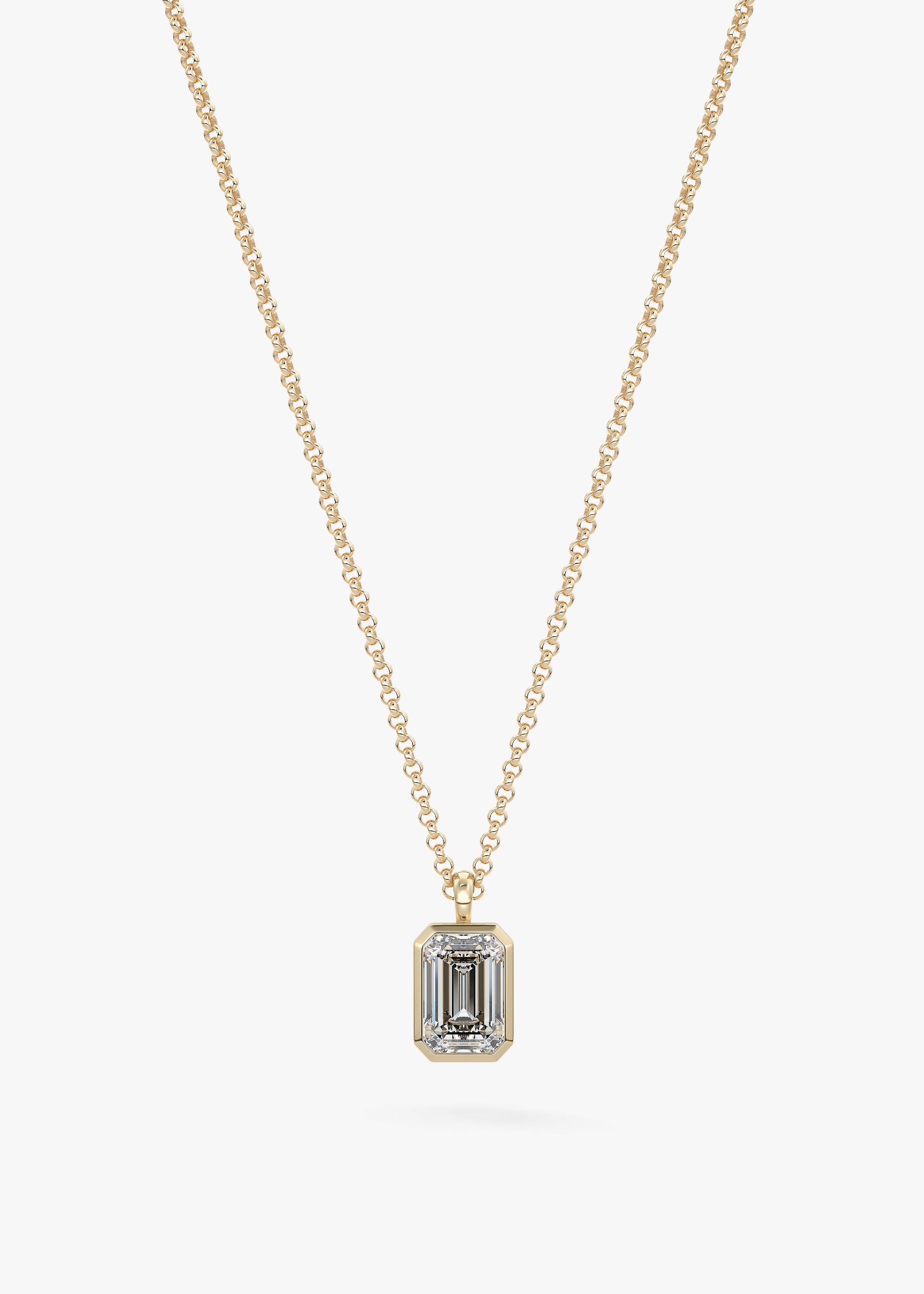 The Lowrider necklace in YG metal featuring Emerald cut with Bezel,Emerald,Solitaire setting