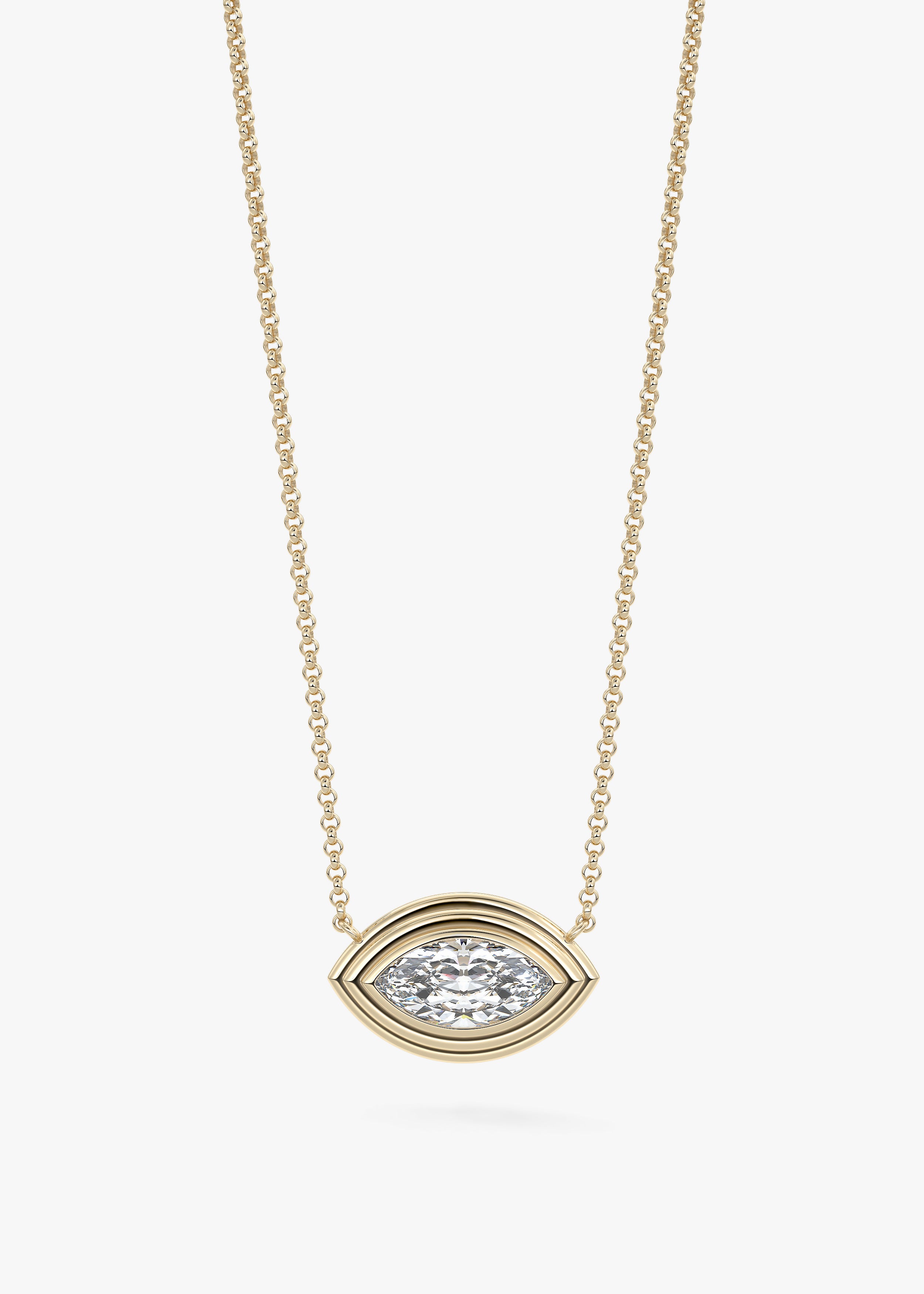 The Radiator  necklace in YG metal featuring Marquise cut with Bezel,Marquise,Solitaire setting