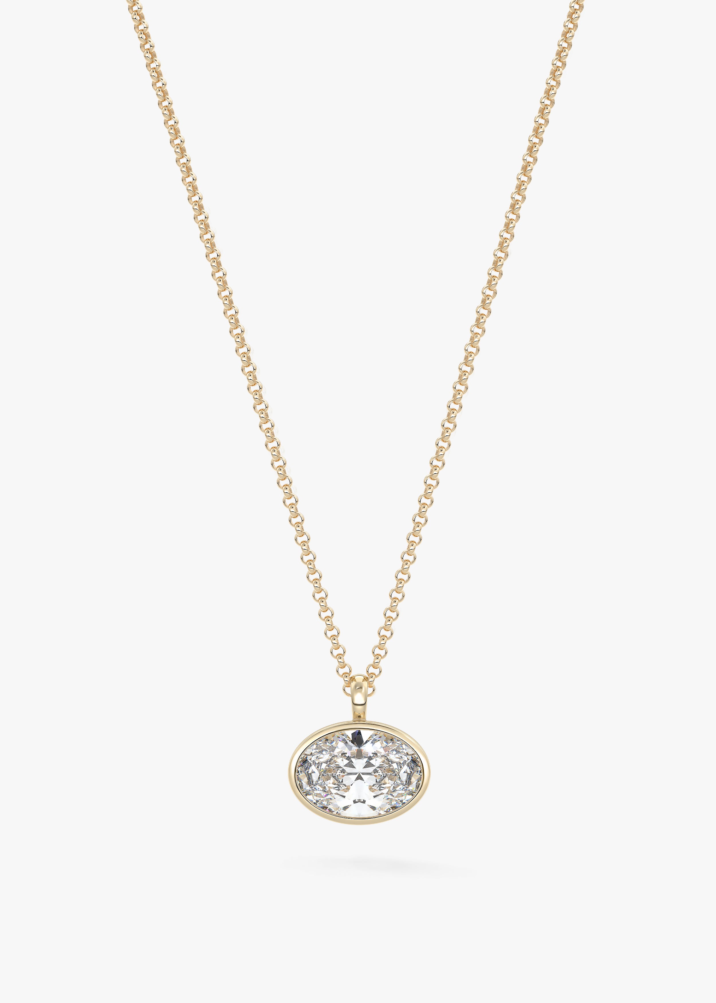 The Lowrider E.W. necklace in YG metal featuring Oval cut with Bezel,Oval,Solitaire setting