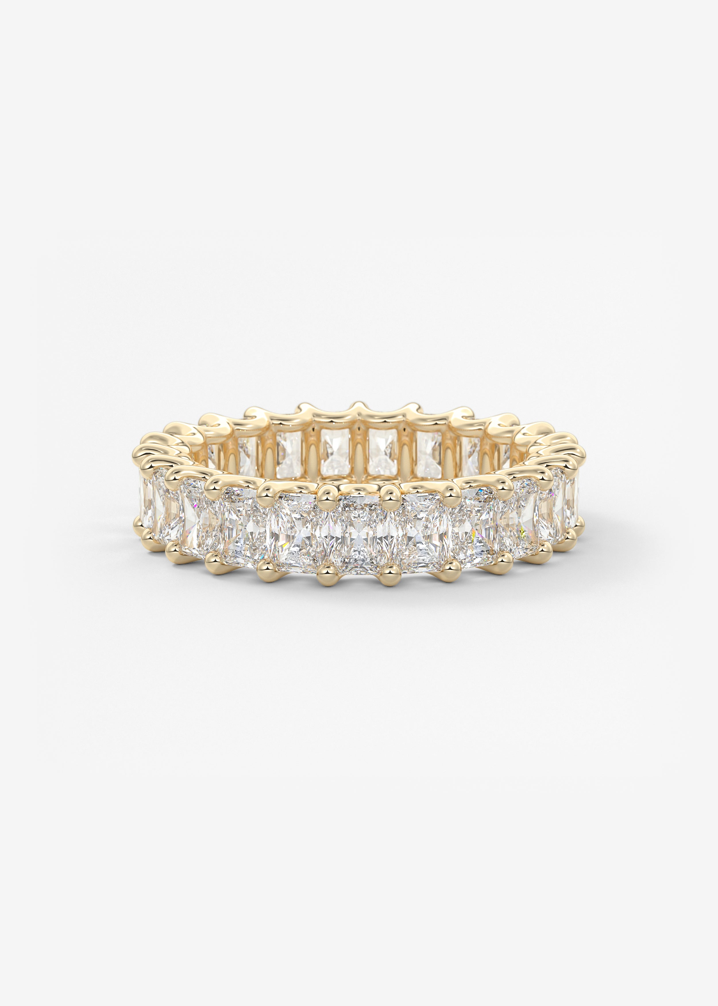 The Radiant Scallop Eternity 4mm wedding in YG metal featuring None cut with Anniversary,Pave,Eternity,Statement setting