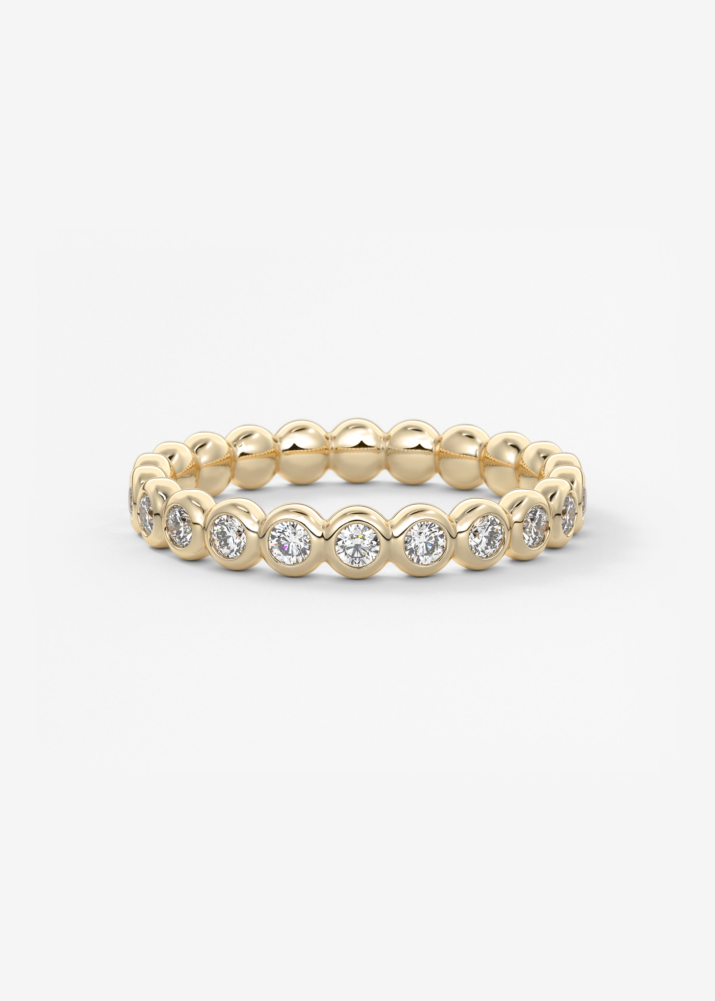 The Chunky Caviar eternity wedding in YG metal featuring None cut with Stacking,Pave,Eternity,Vintage,Statement setting