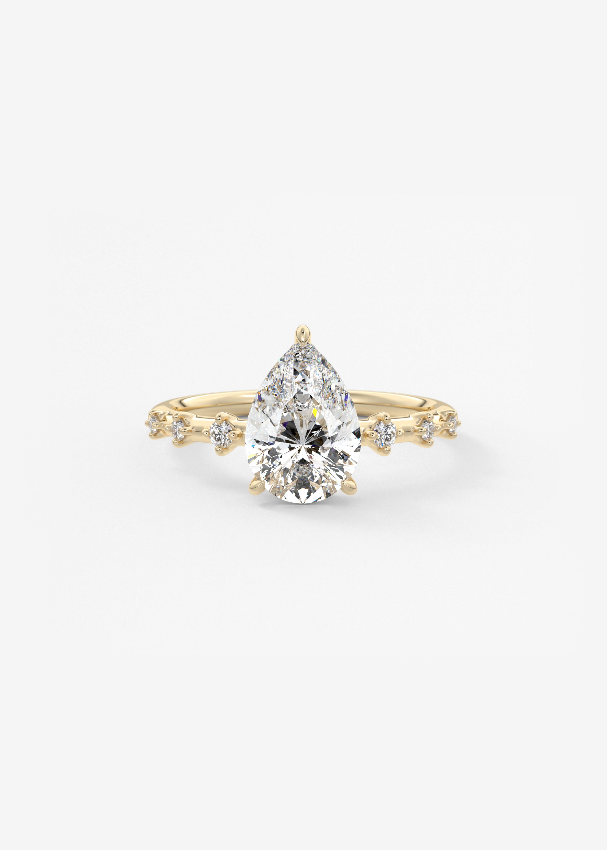 The Starlette Hidden Halo  engagement in YG metal featuring Pear cut with Prong,Pave,Hidden Halo,Diamond Details setting