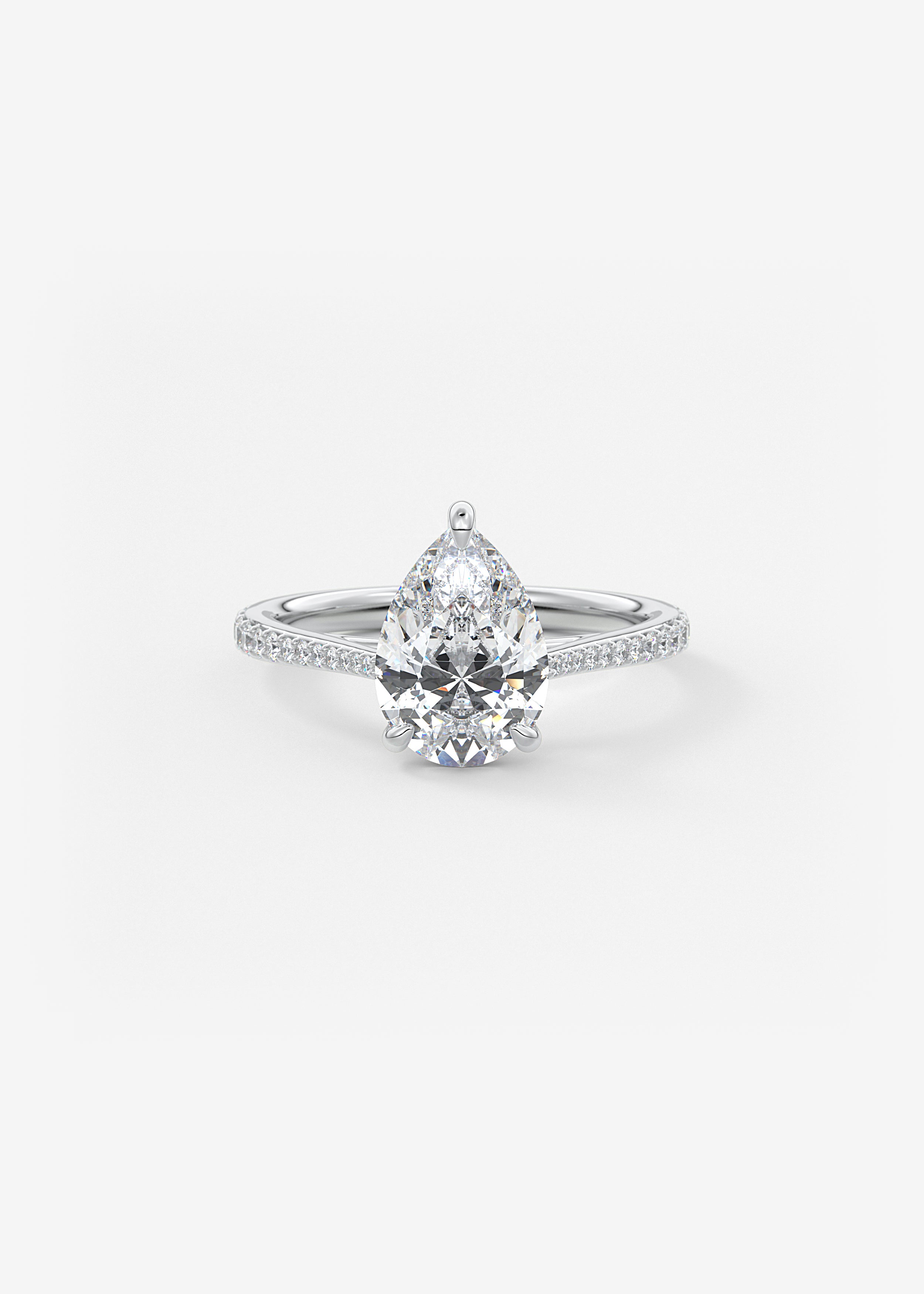 The Cathedral Pavé  engagement in WG metal featuring Pear cut with Prong,Pave,Cathedral setting