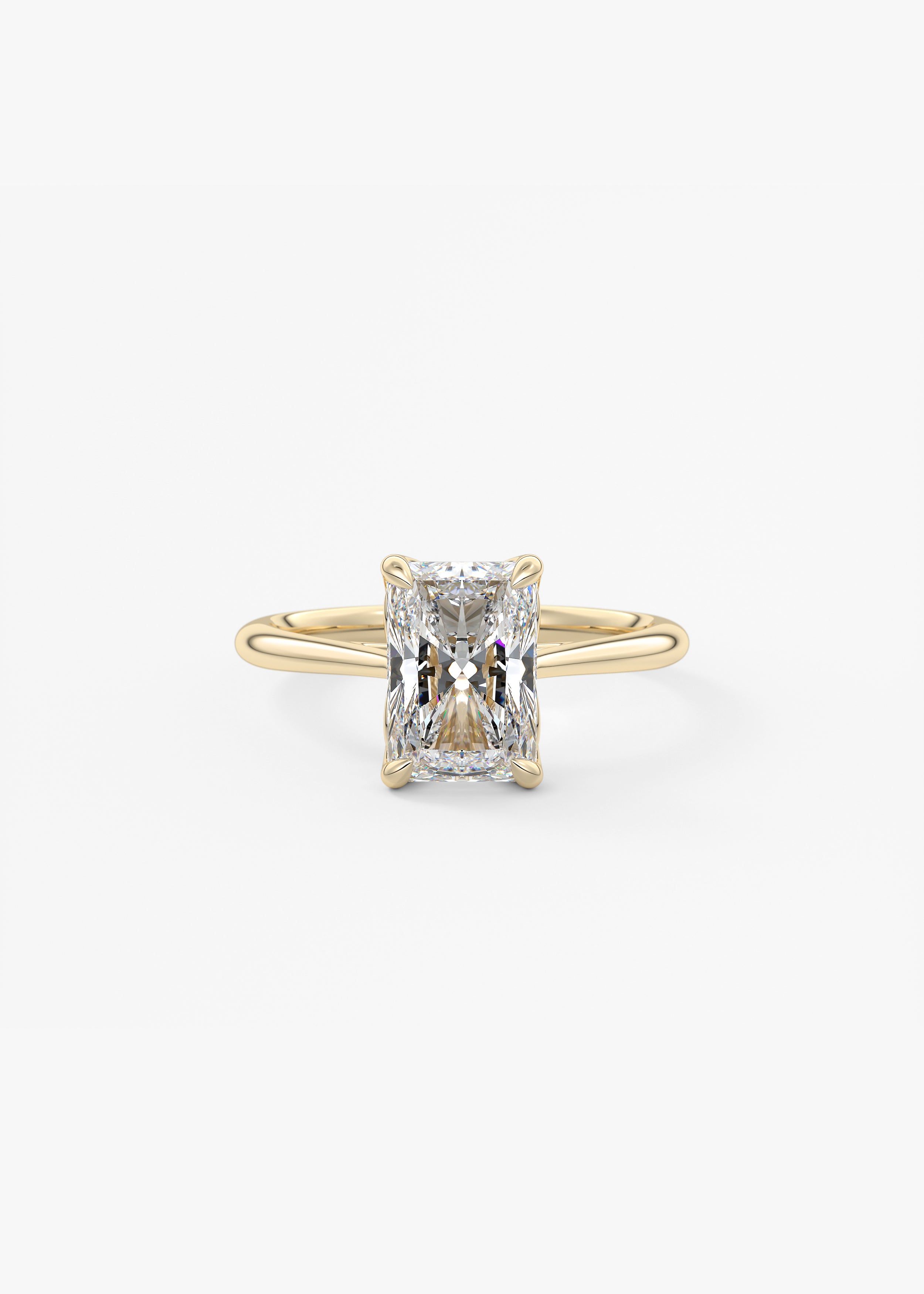 Cathedral Royale  engagement in YG metal featuring Radiant,Emerald cut with Solitaire,Prong,Cathedral setting