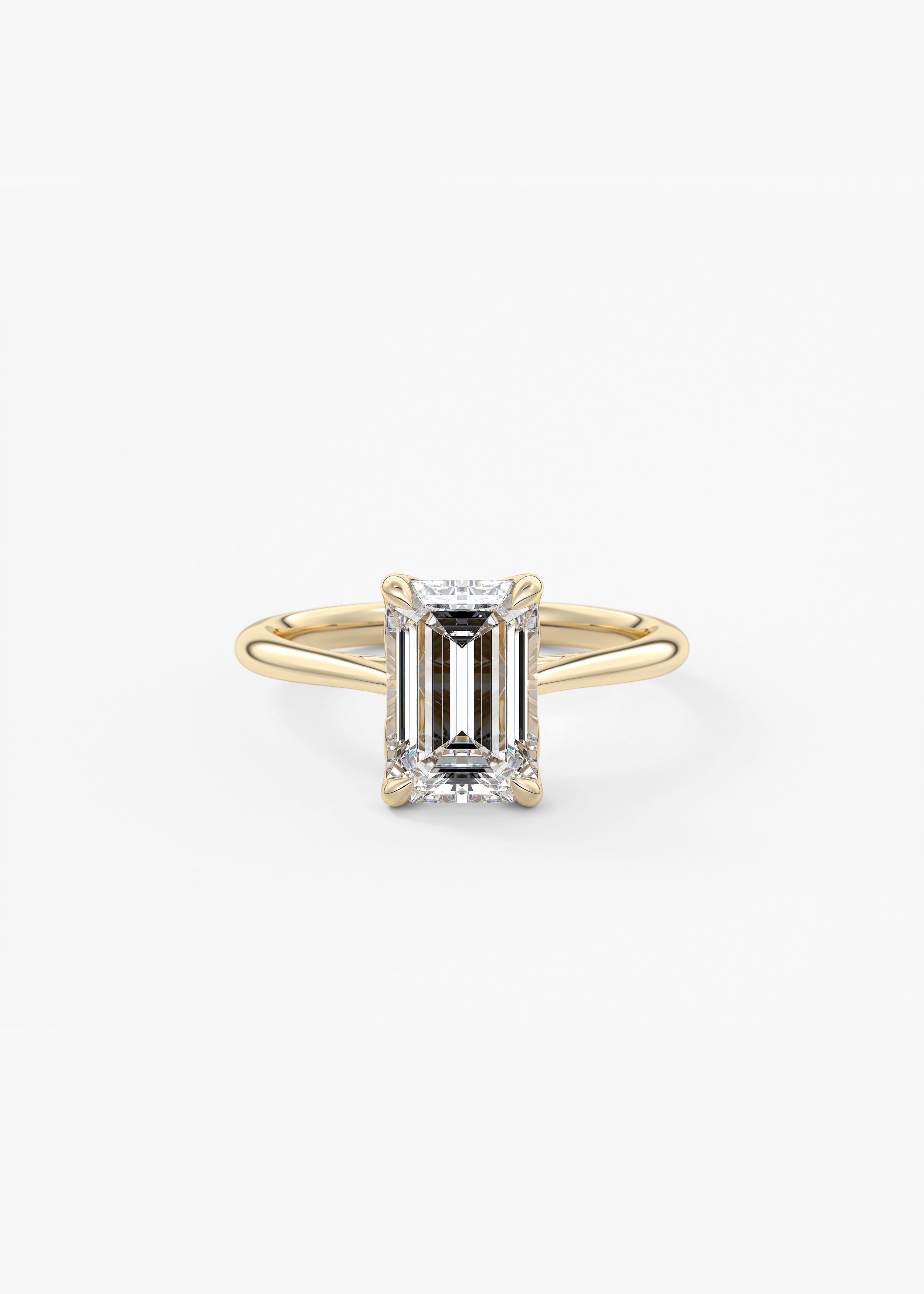 Cathedral Royale  engagement in YG metal featuring Emerald cut with Solitaire,Prong,Cathedral setting