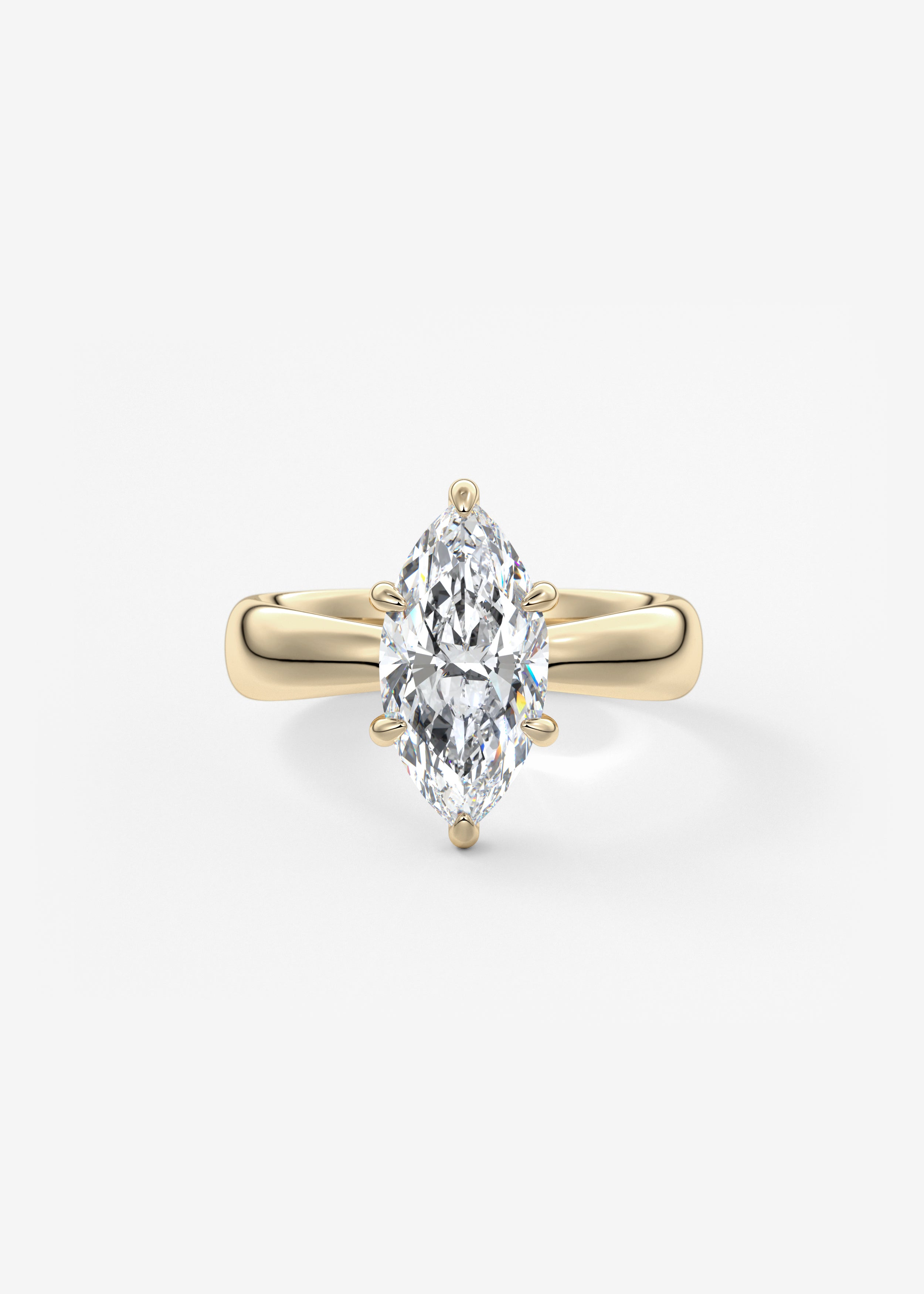 The Pinched Plunge engagement in YG metal featuring Marquise cut with Solitaire,Prong,Chunky setting