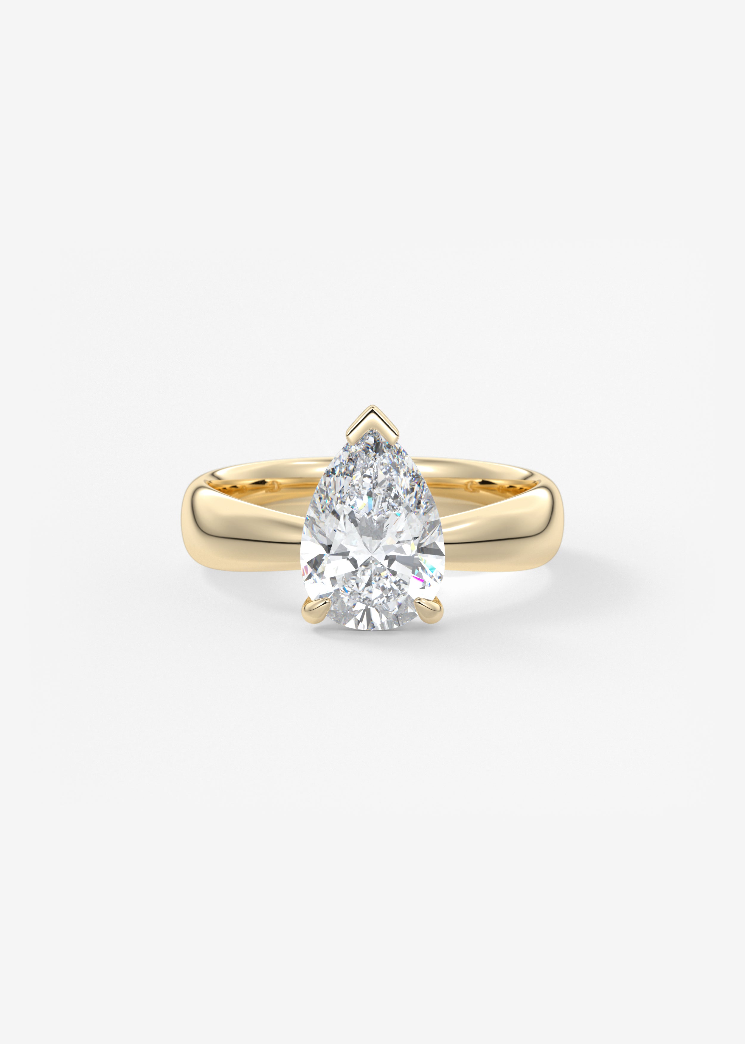 The Pinched Plunge  engagement in YG metal featuring Pear cut with Solitaire,Prong,Chunky setting