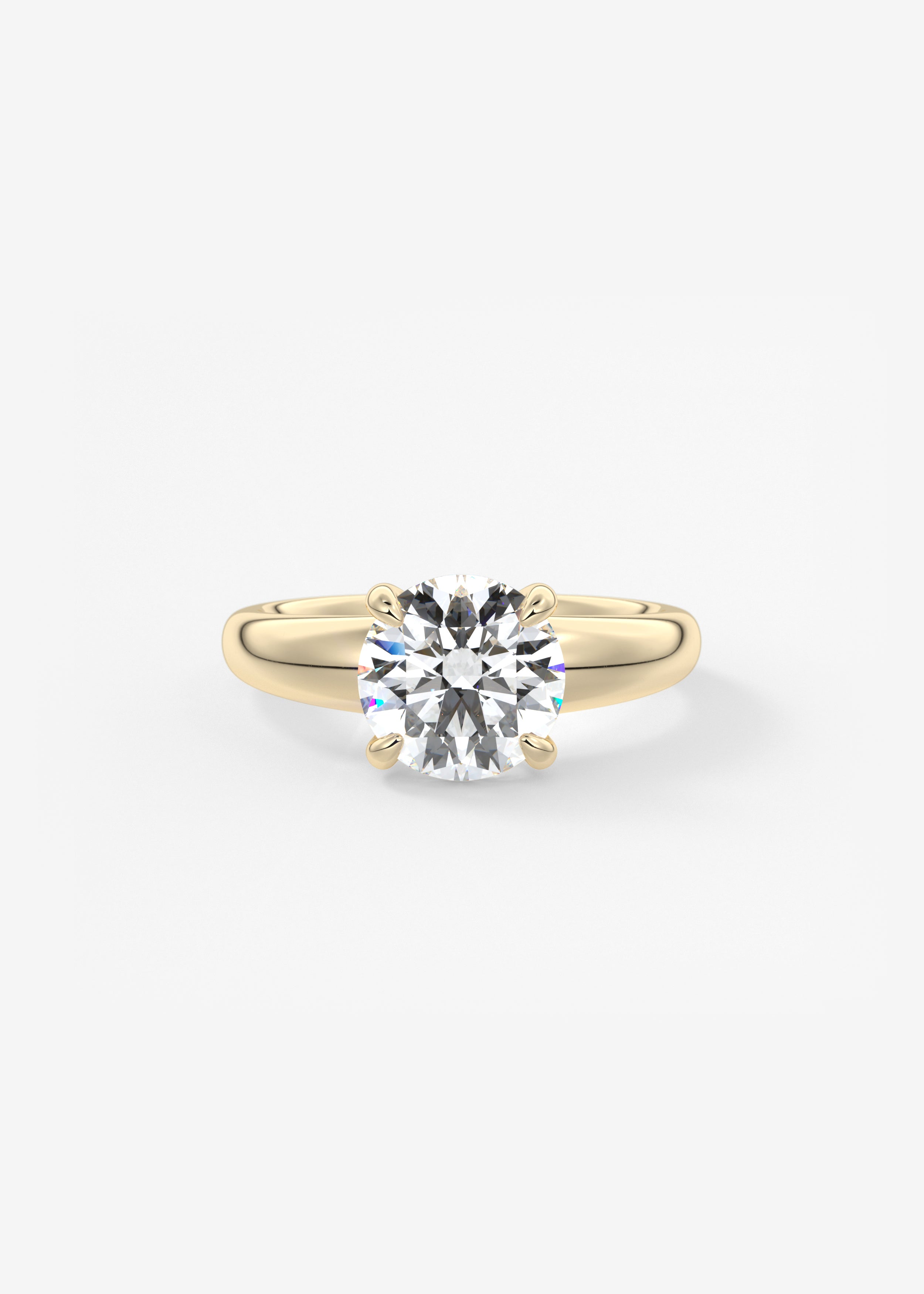 The Scoop Bombé  engagement in YG metal featuring Round,Round Brilliant cut with Solitaire,Prong,Chunky setting