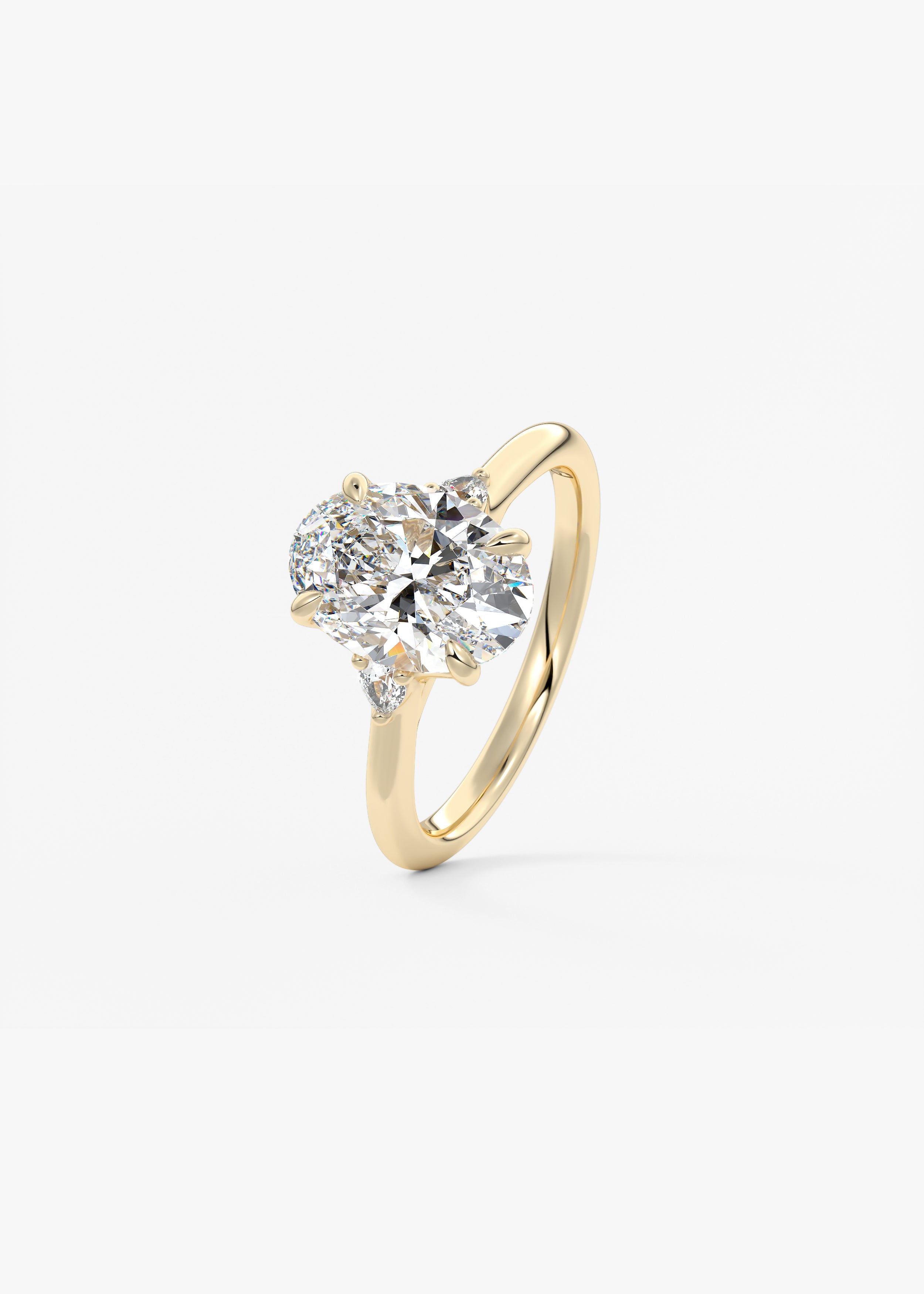 The Arbor Three Stone engagement hover view