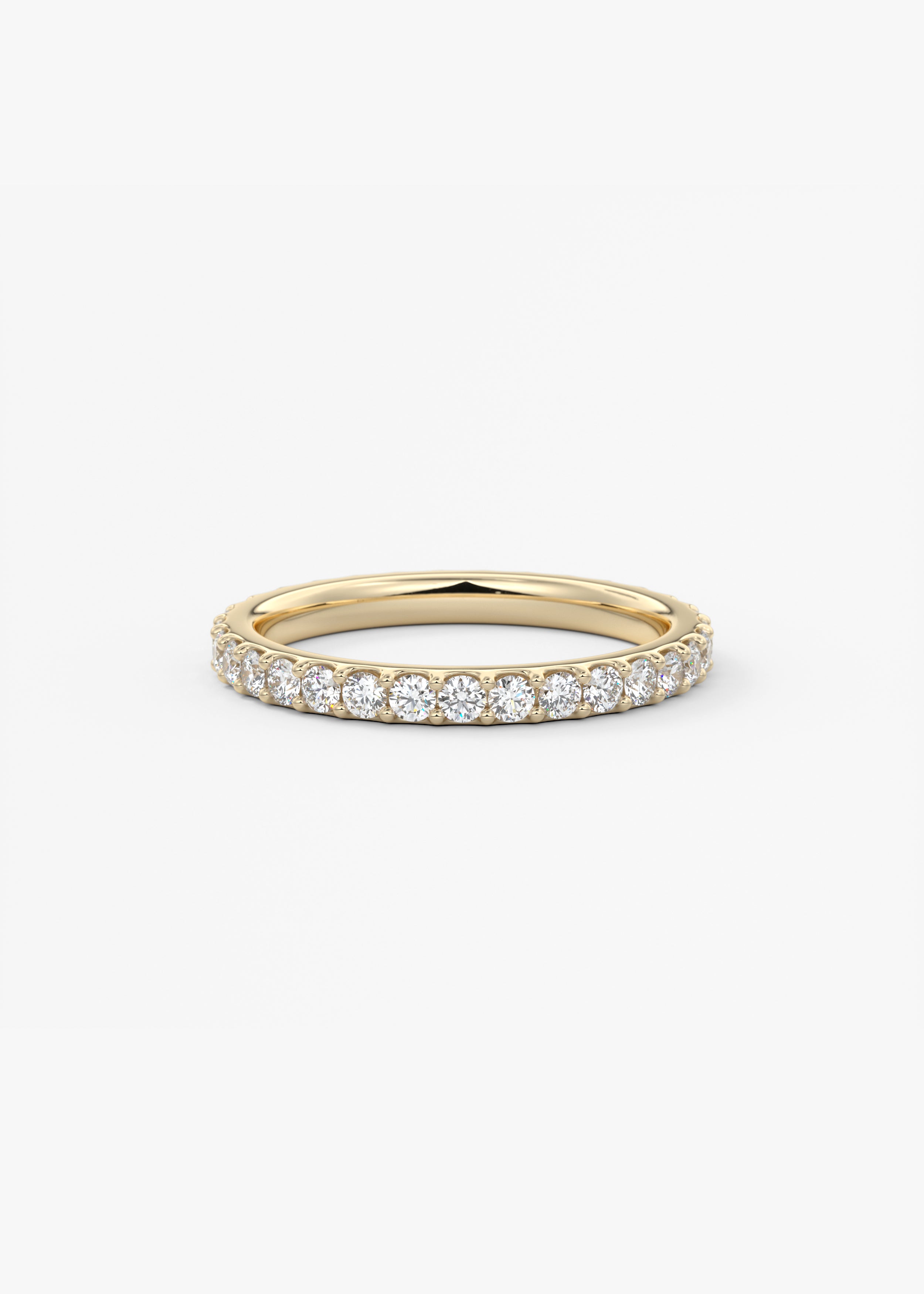 The Classic Eternity 2mm wedding in YG metal featuring None cut with Stacking,Pave,Eternity setting