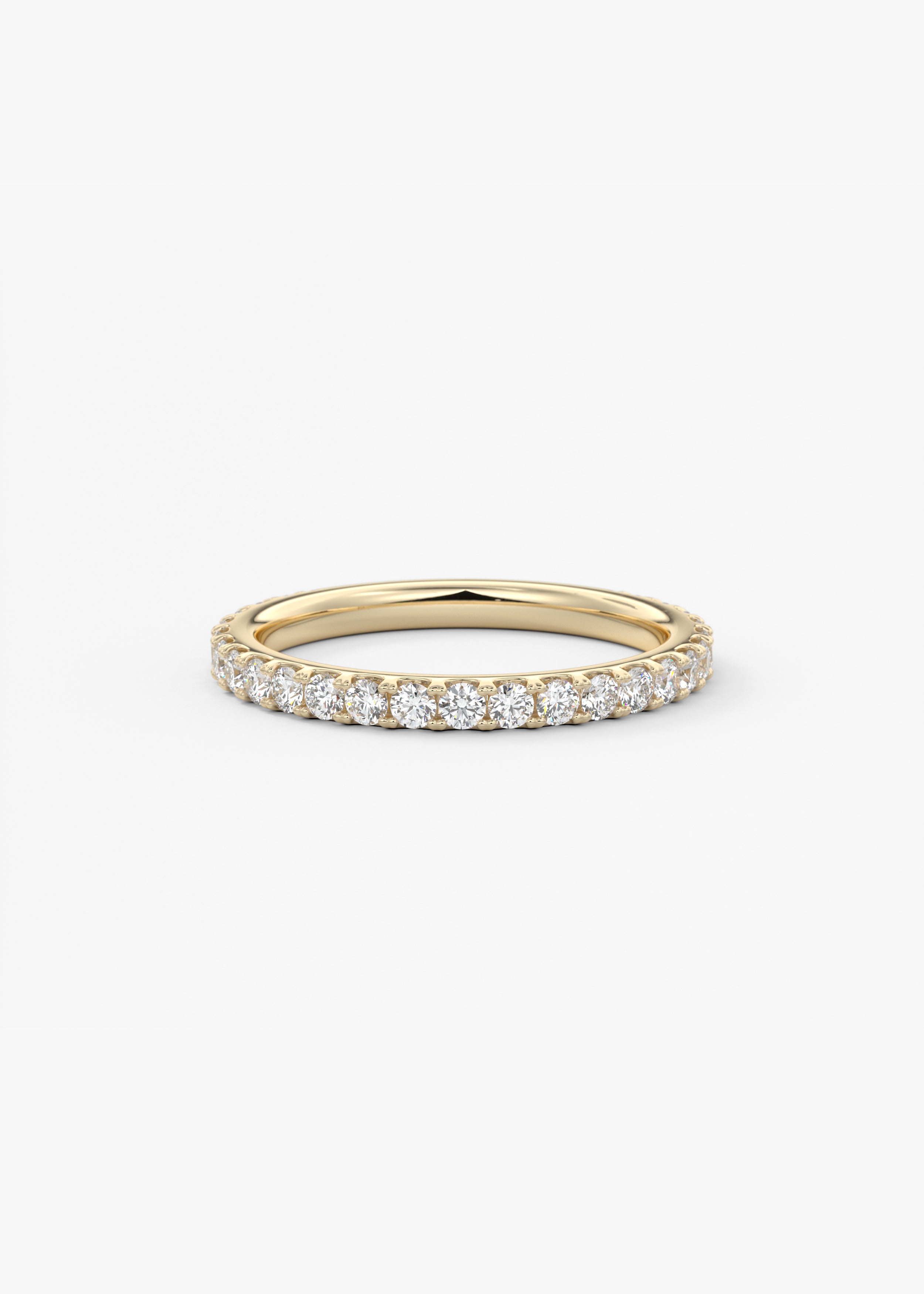 The Classic French 3/4 Eternity 2mm wedding in YG metal featuring None,Round cut with Stacking,Eternity,Pave setting