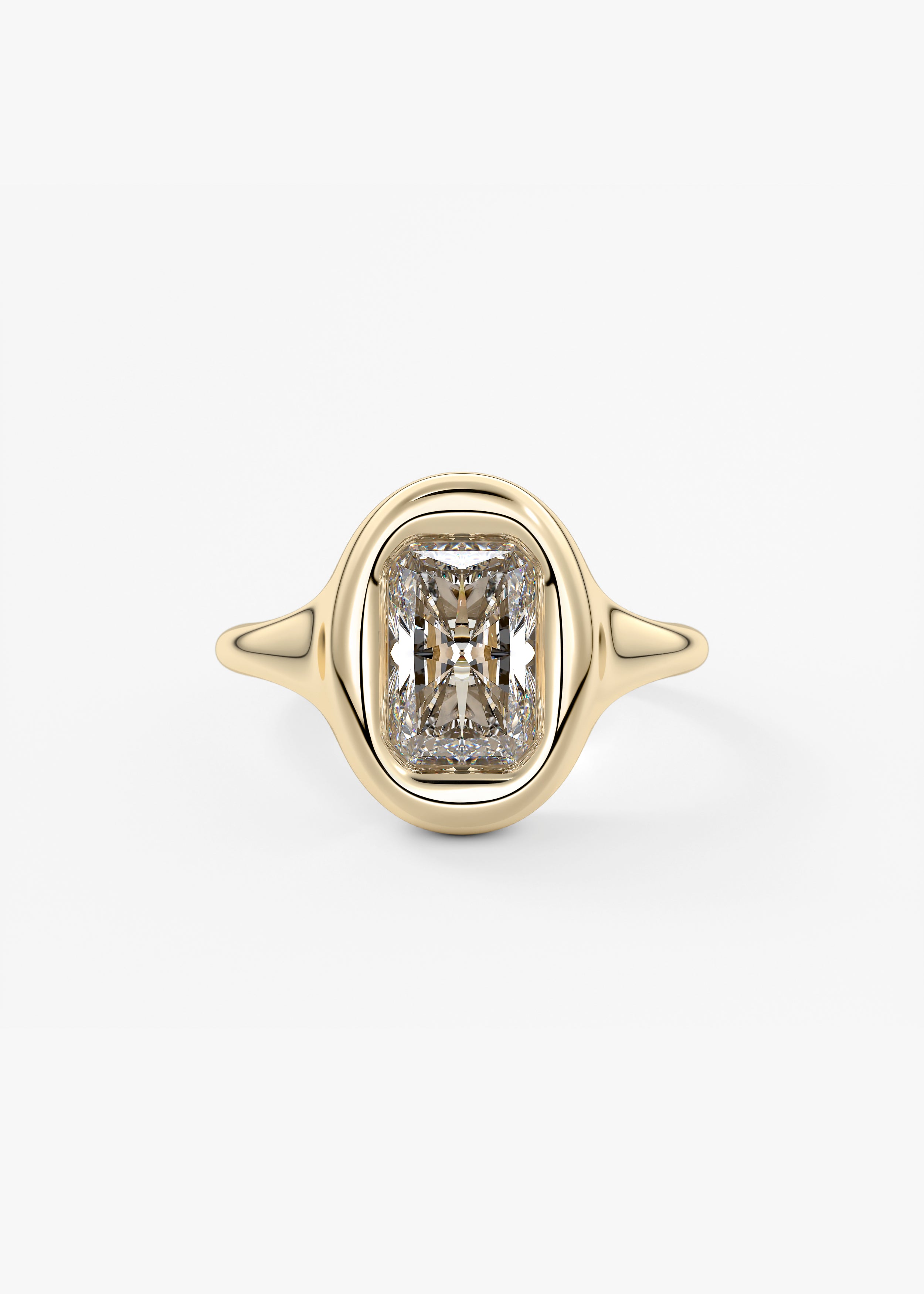 The Gumdrop  engagement in YG metal featuring Radiant cut with Solitaire,Bezel,Chunky setting