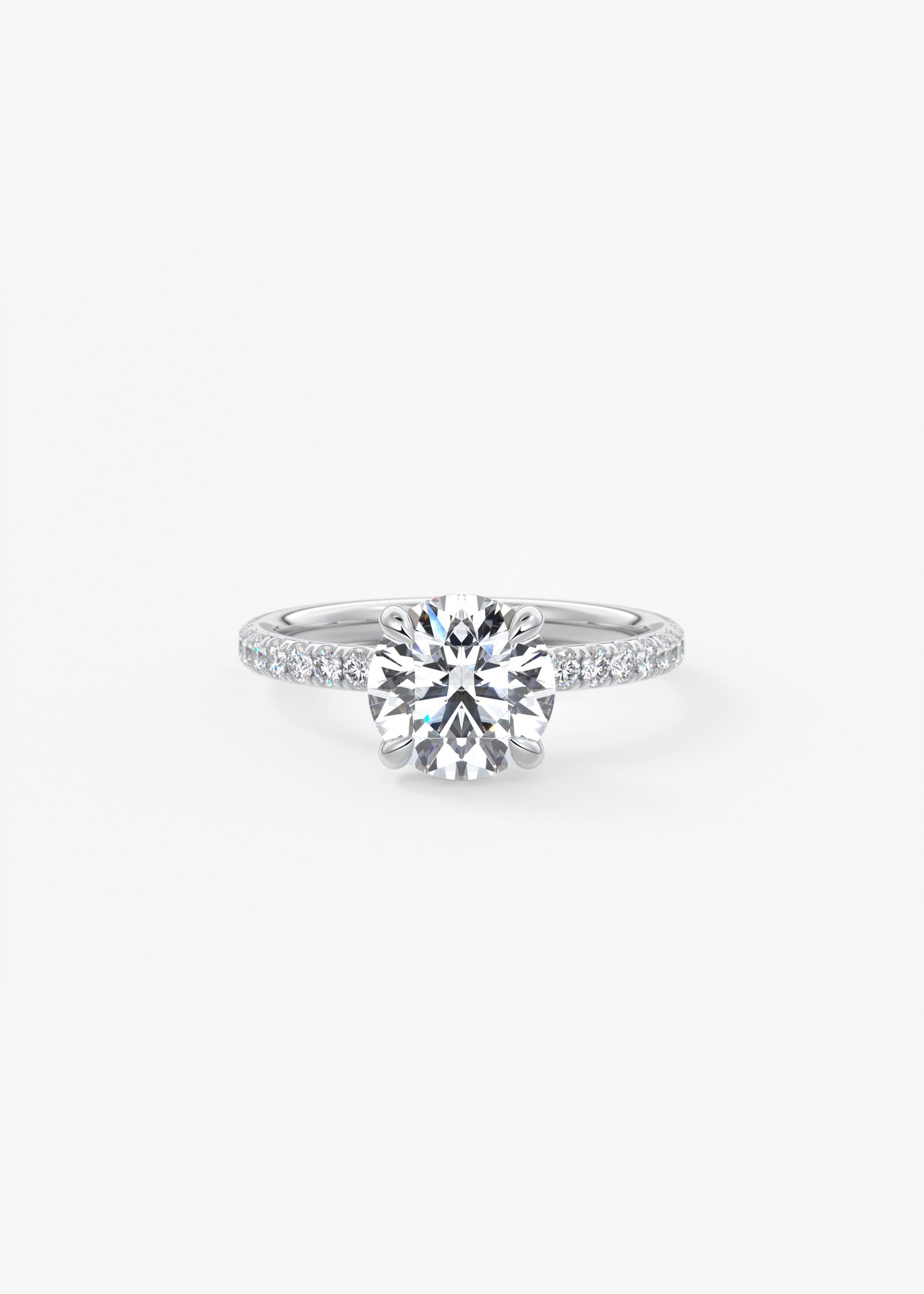Royale Classic Pavé  engagement in WG metal featuring Round Brilliant,Old European,Round cut with Prong,Pave,Nature Inspired setting