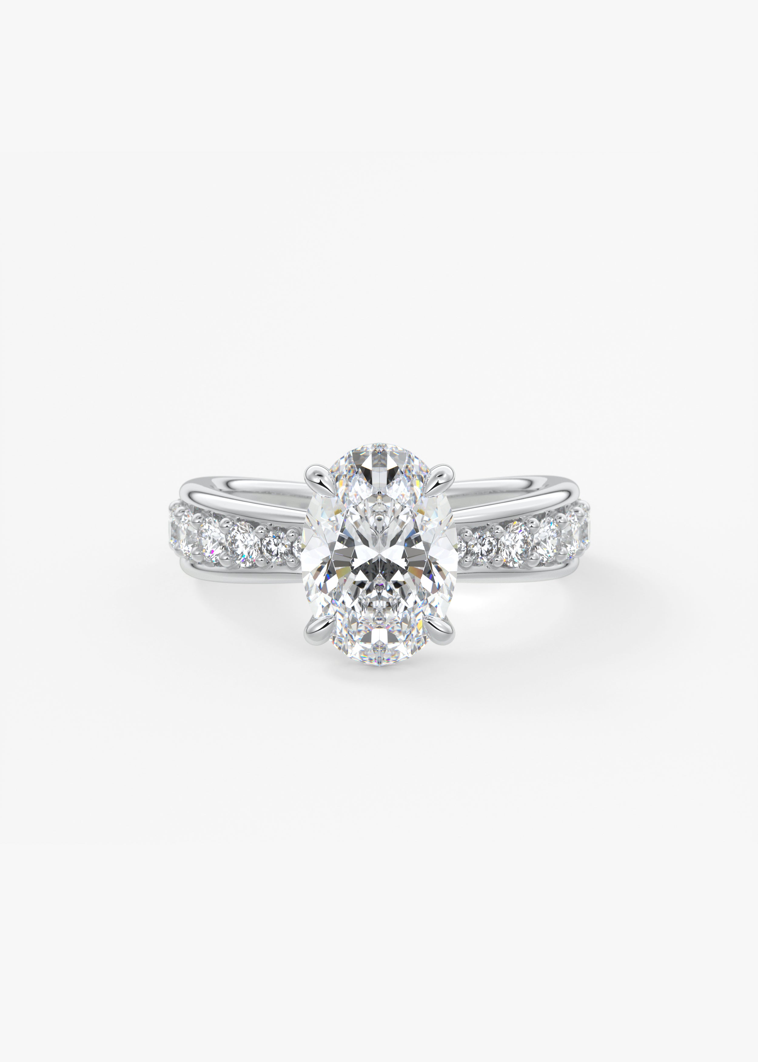 The Hourglass engagement in WG metal featuring Oval cut with Prong,Pave setting