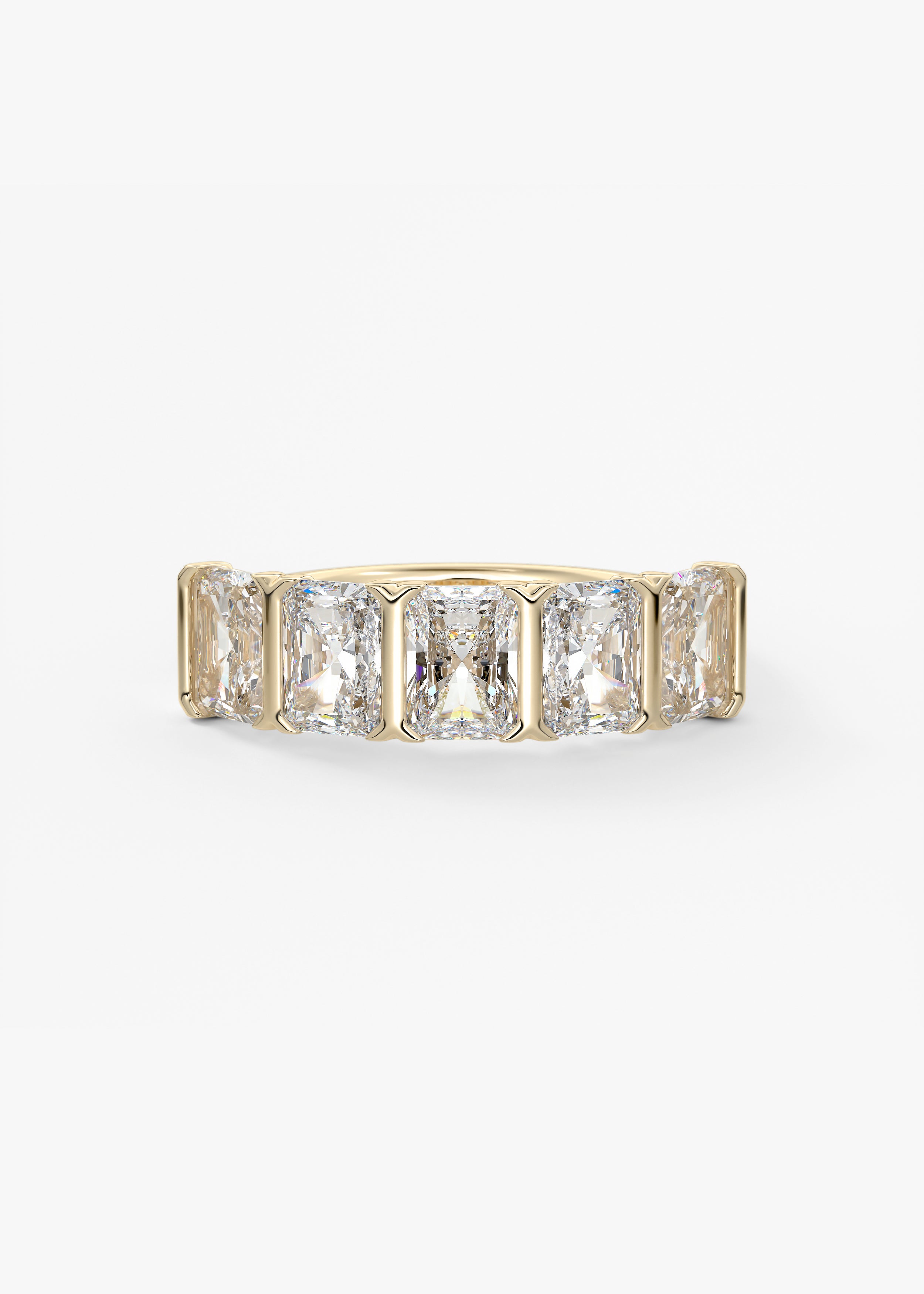 The Radiant Five Stone  wedding in YG metal featuring None cut with Anniversary,Pave,Statement setting
