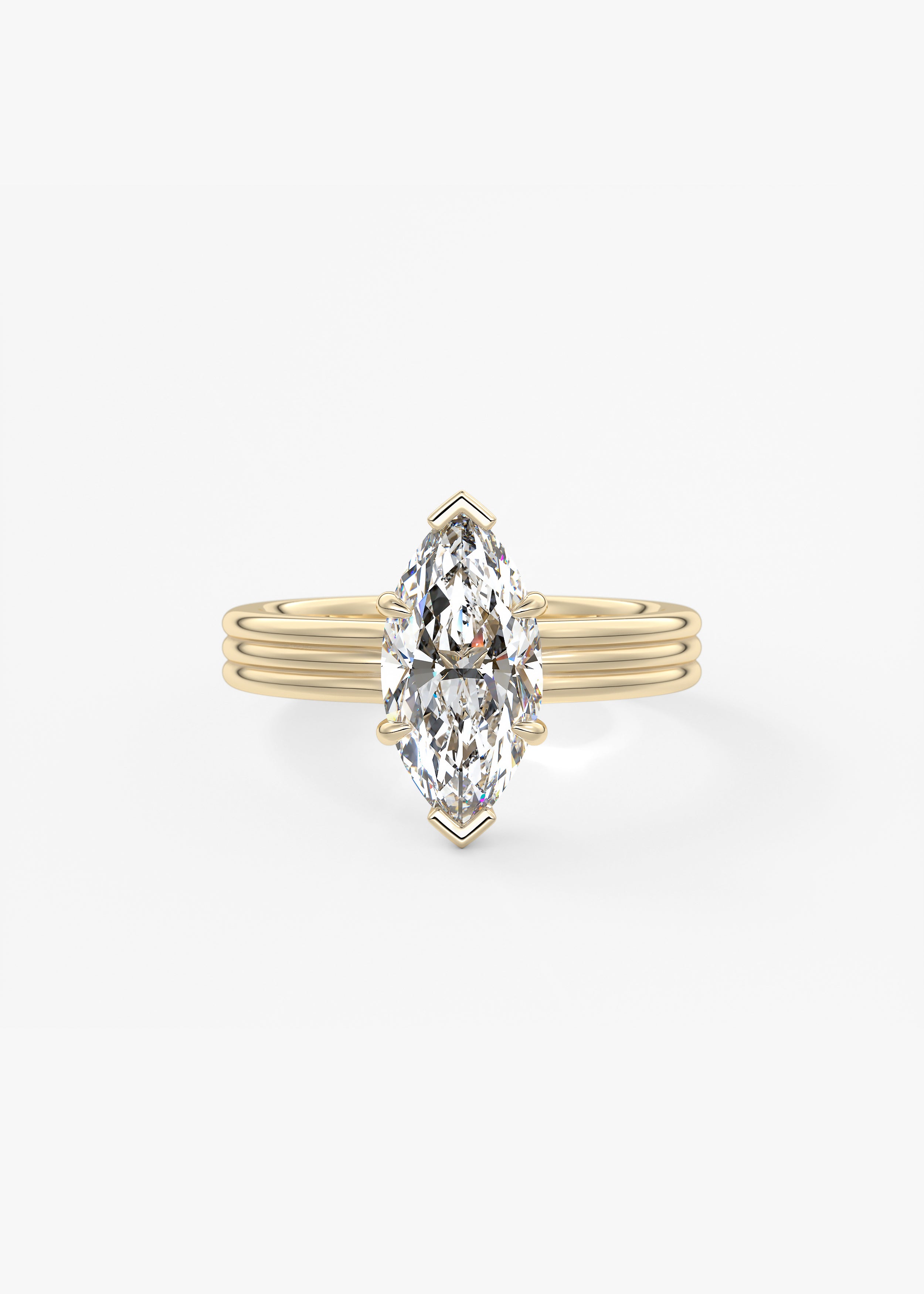 The Echo  engagement in YG metal featuring Marquise cut with Bezel,Chunky setting