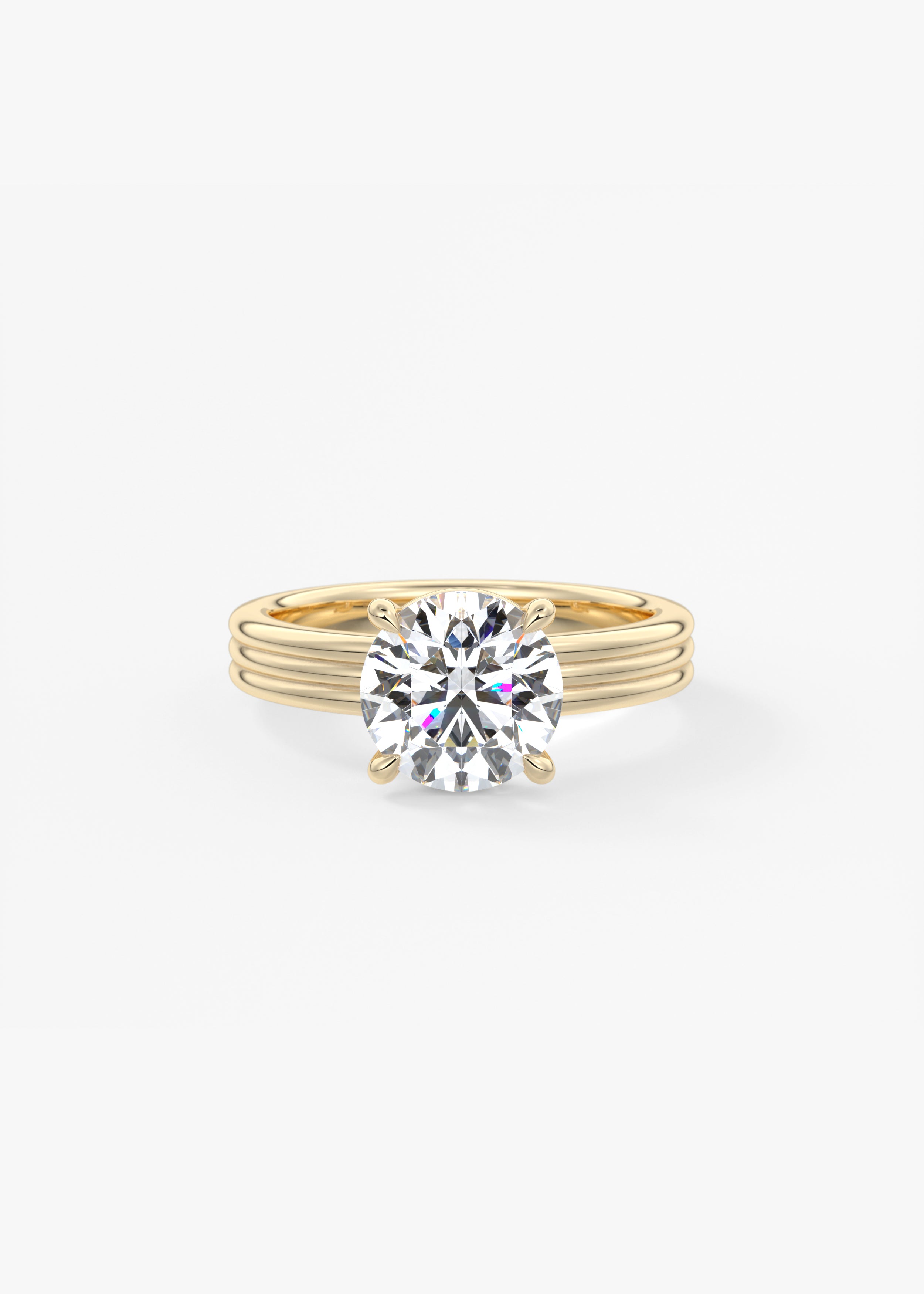 The Echo  engagement in YG metal featuring Round,Round Brilliant,Old European cut with Solitaire,Chunky setting