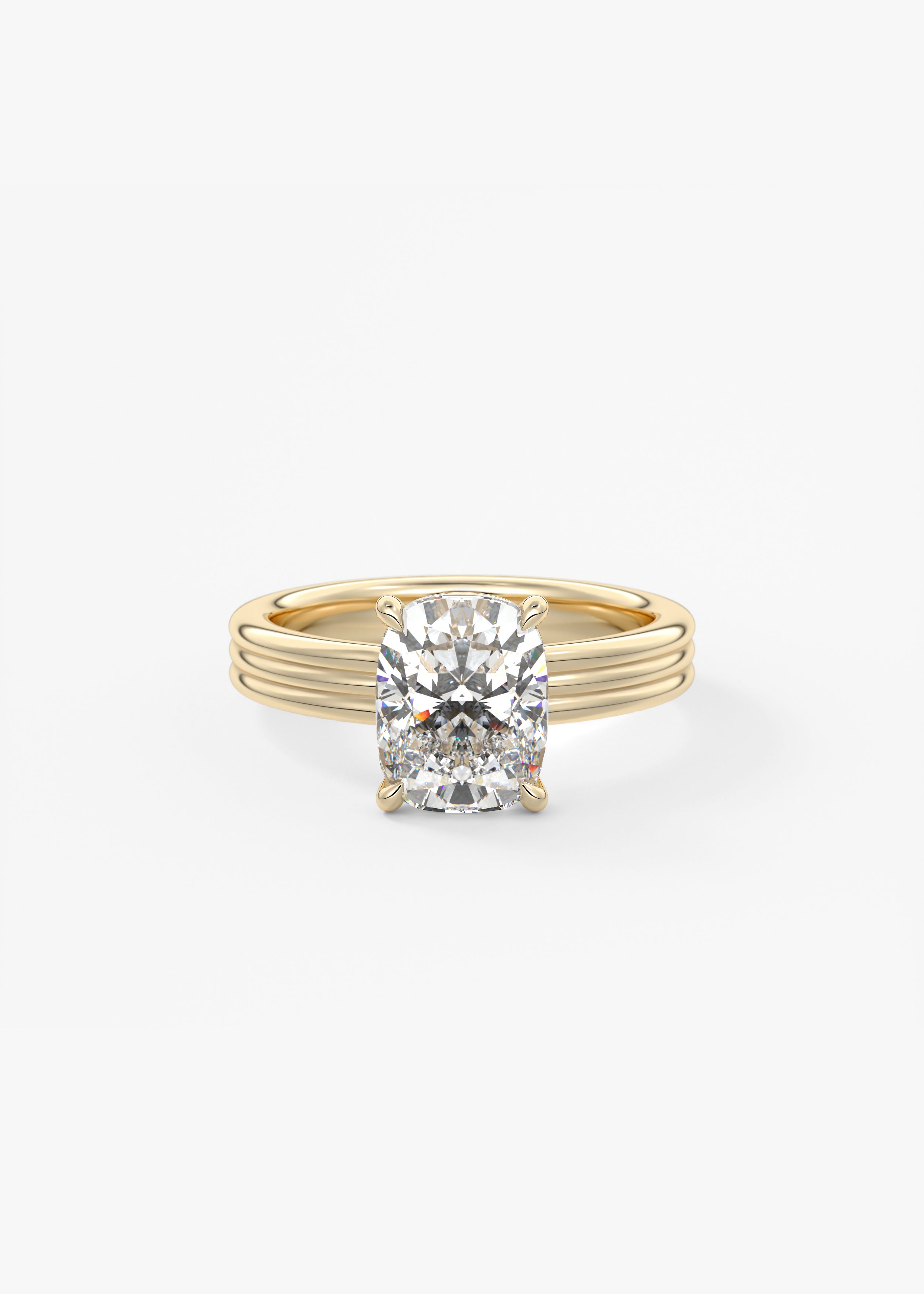 The Echo  engagement in YG metal featuring Cushion,Old Mine,Elongated Cushion cut with Solitaire,Prong,Chunky setting