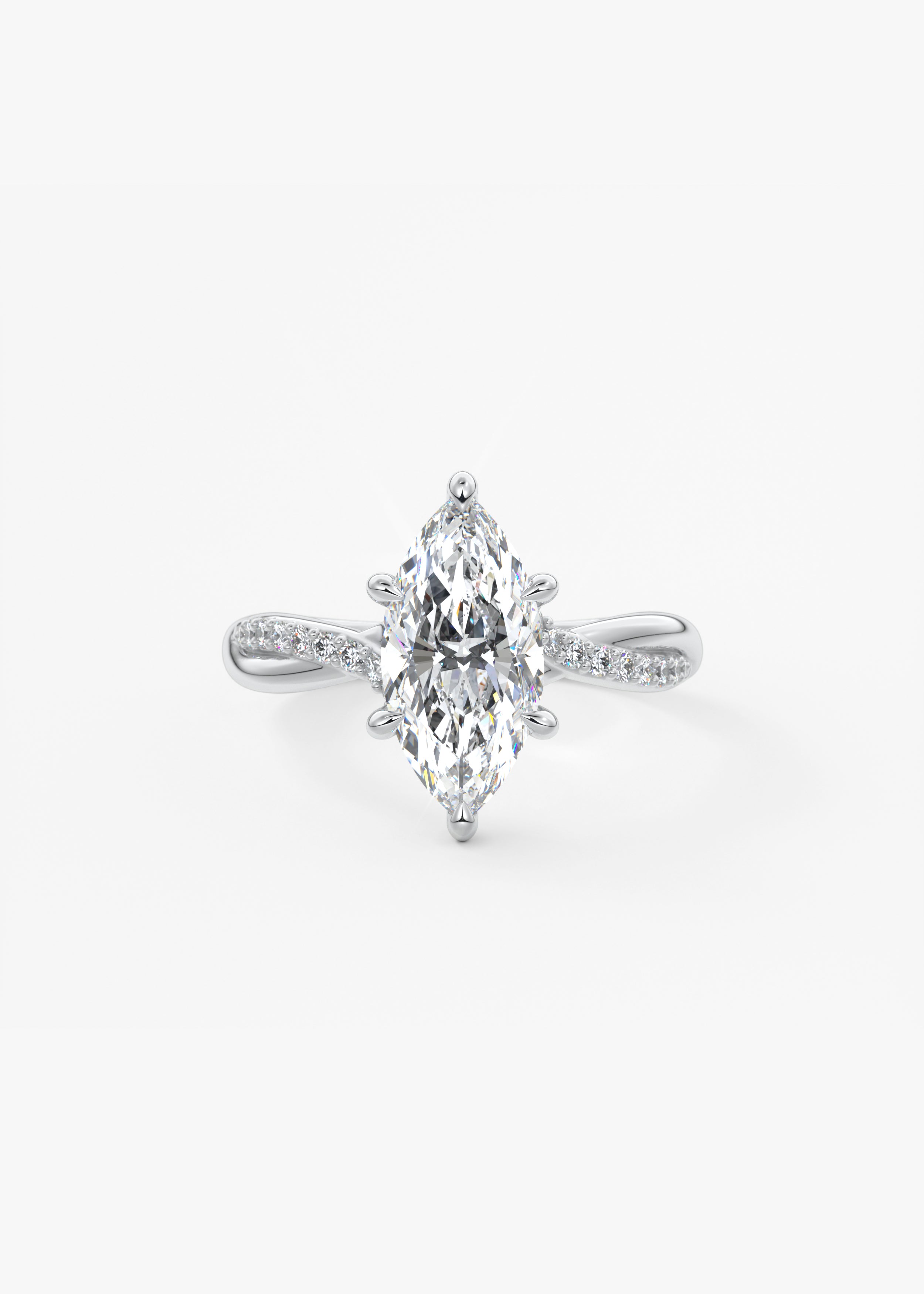 The Knot engagement in WG metal featuring Marquise cut with Prong,Pave,Nature Inspired setting