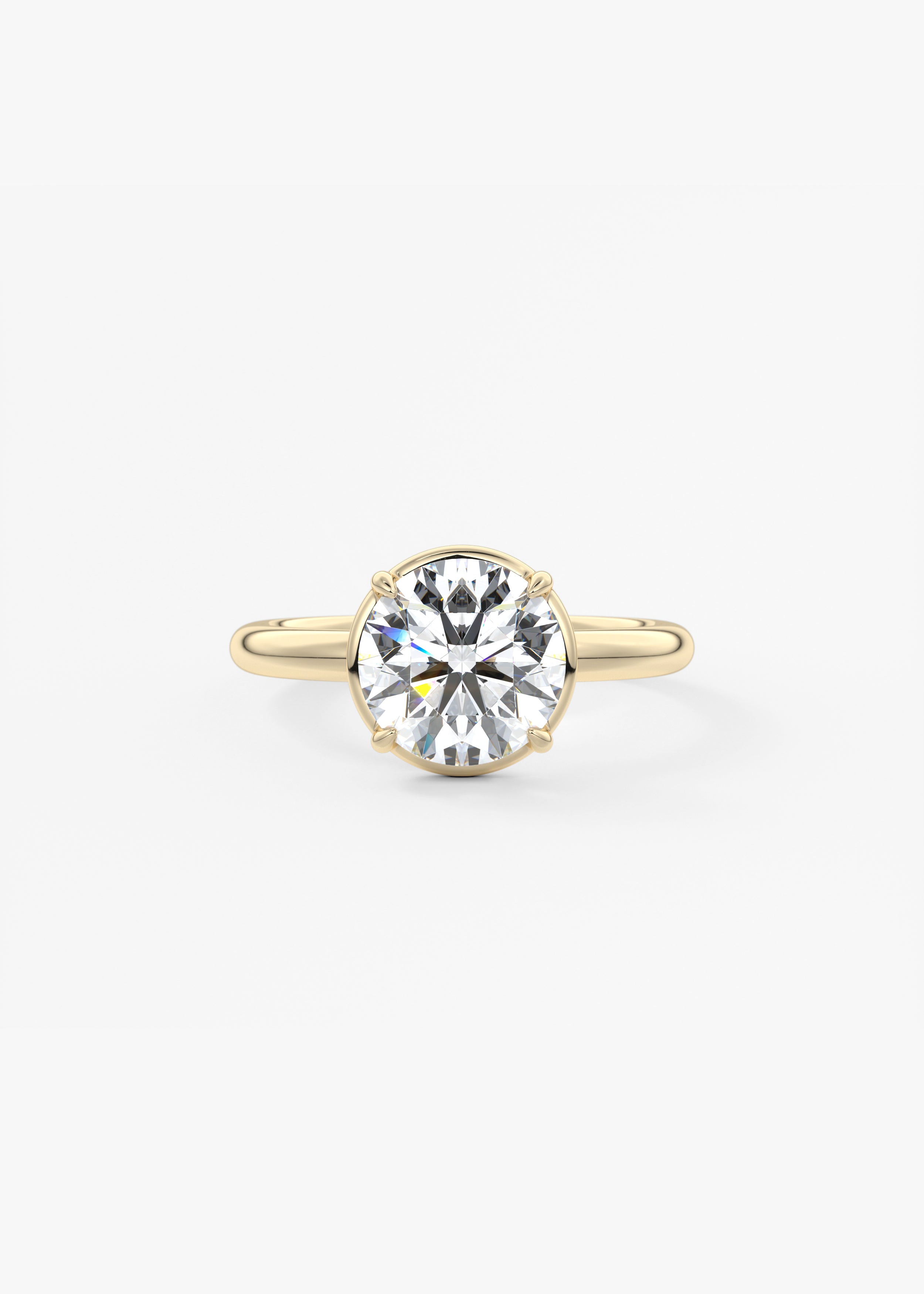 The Chiclette  engagement in YG metal featuring Round,Round Brilliant,Old European cut with Solitaire,Prong setting
