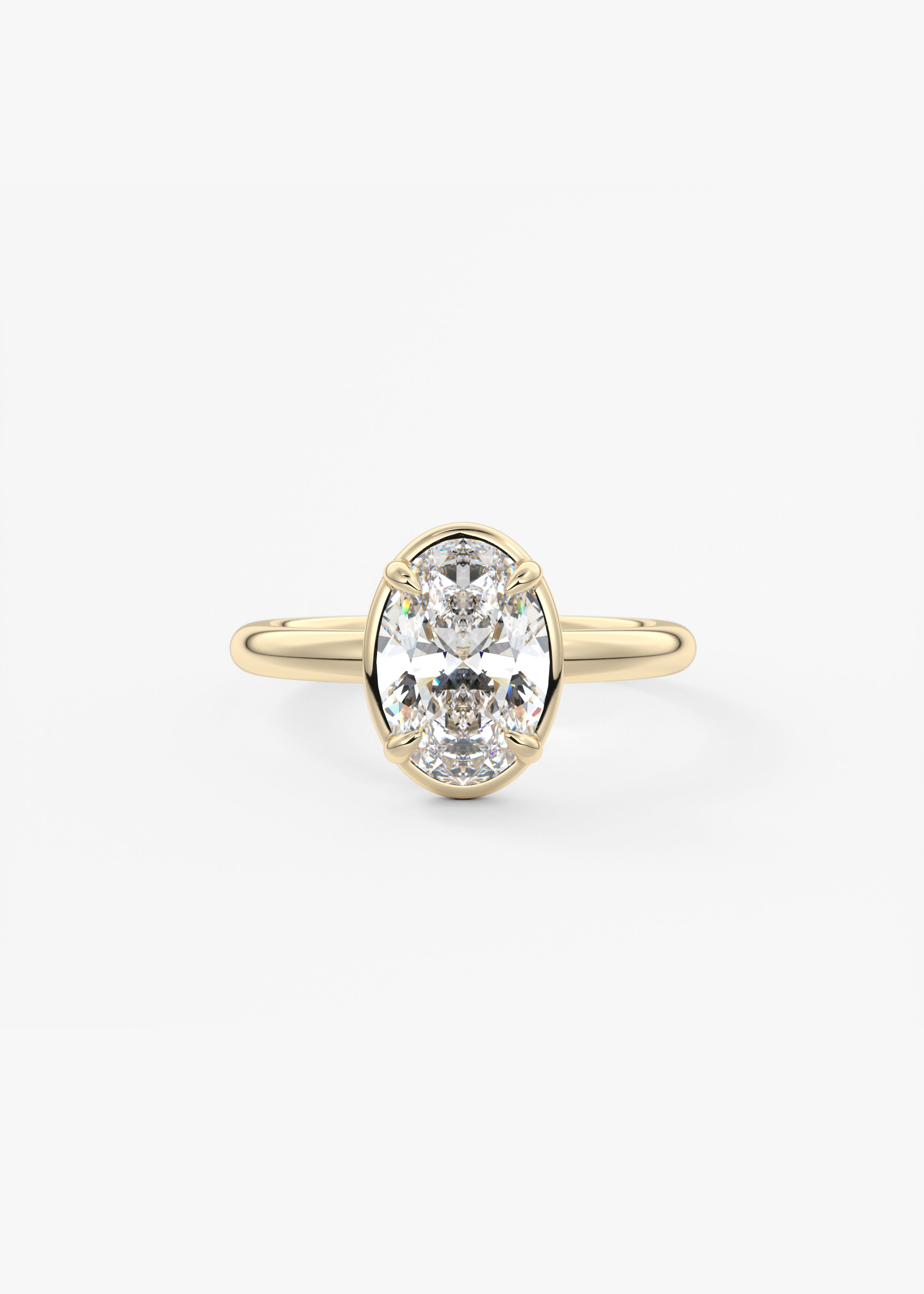 The Chiclette engagement in YG metal featuring Oval cut with Solitaire,Prong setting