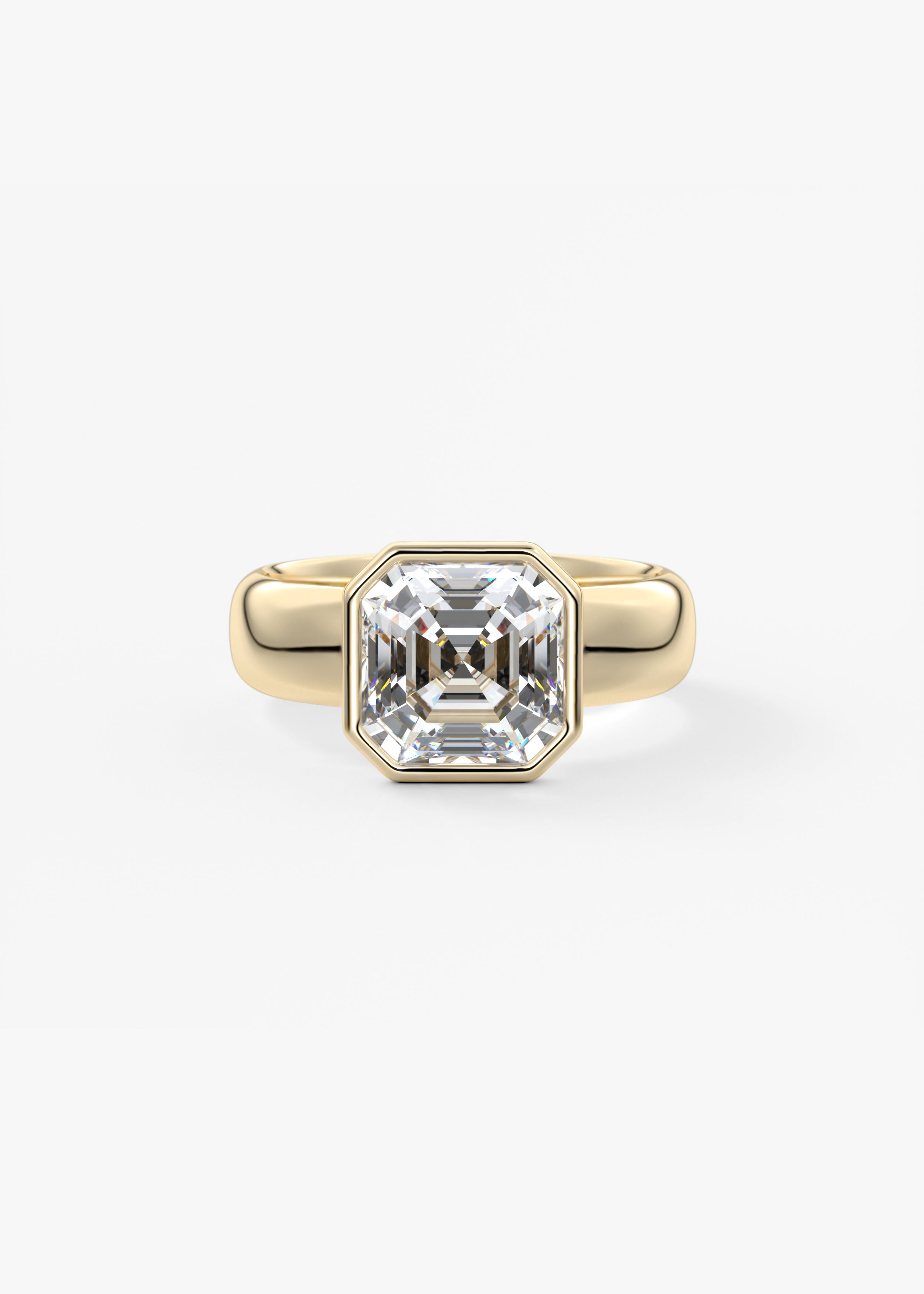 The Daily Bezel XL  engagement in YG metal featuring Asscher cut with Solitaire,Bezel setting