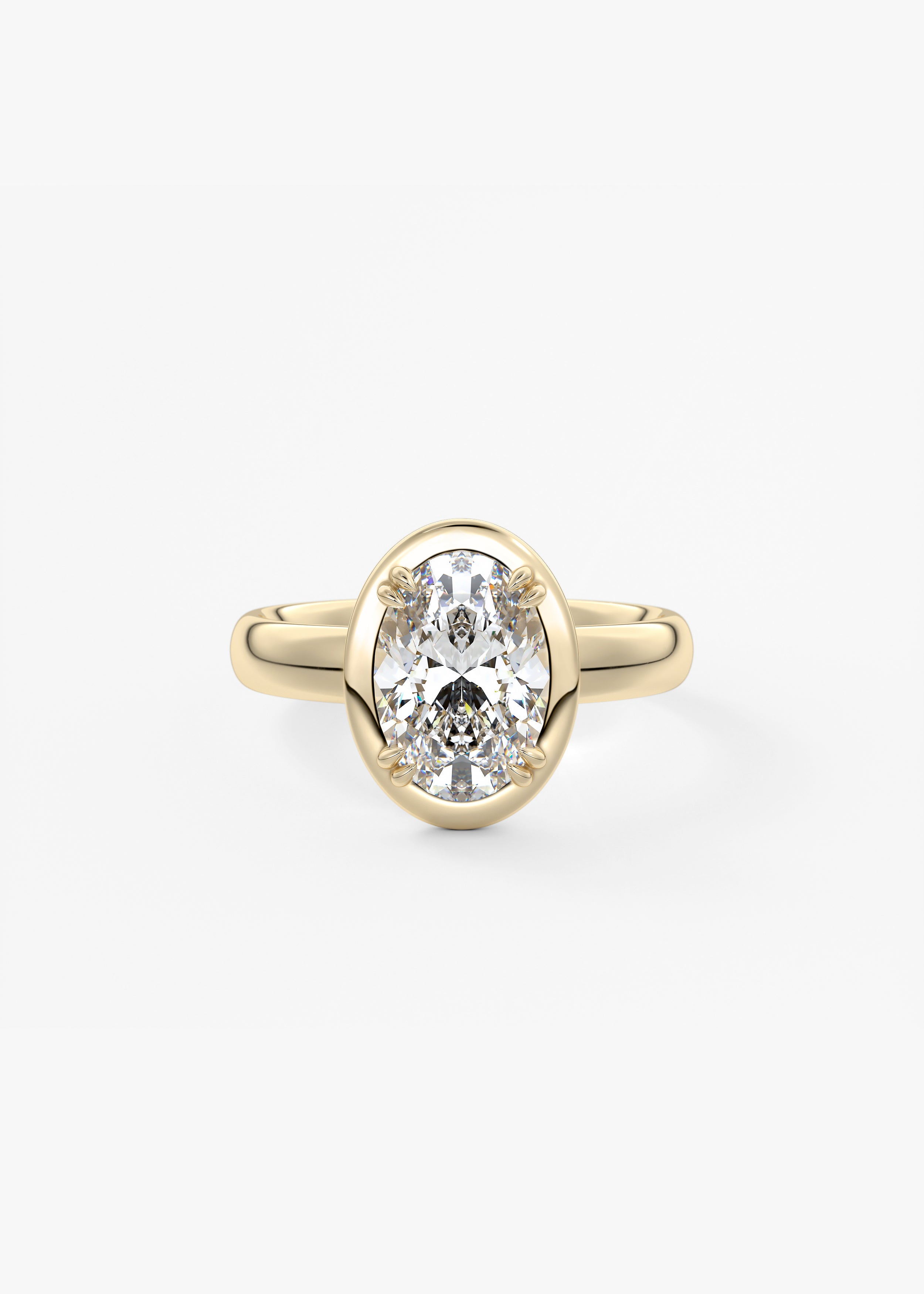 The Chiclet engagement in YG metal featuring Oval cut with Solitaire,Prong setting
