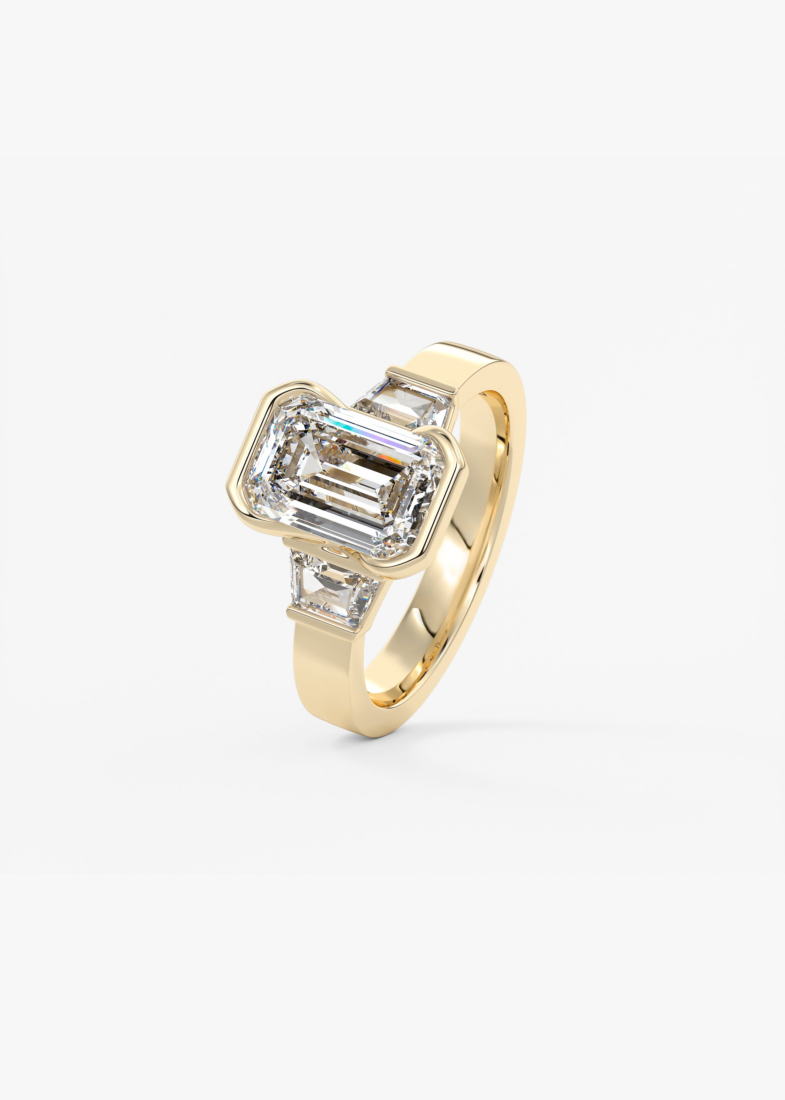 The Deco Clutch Three Stone engagement view 2