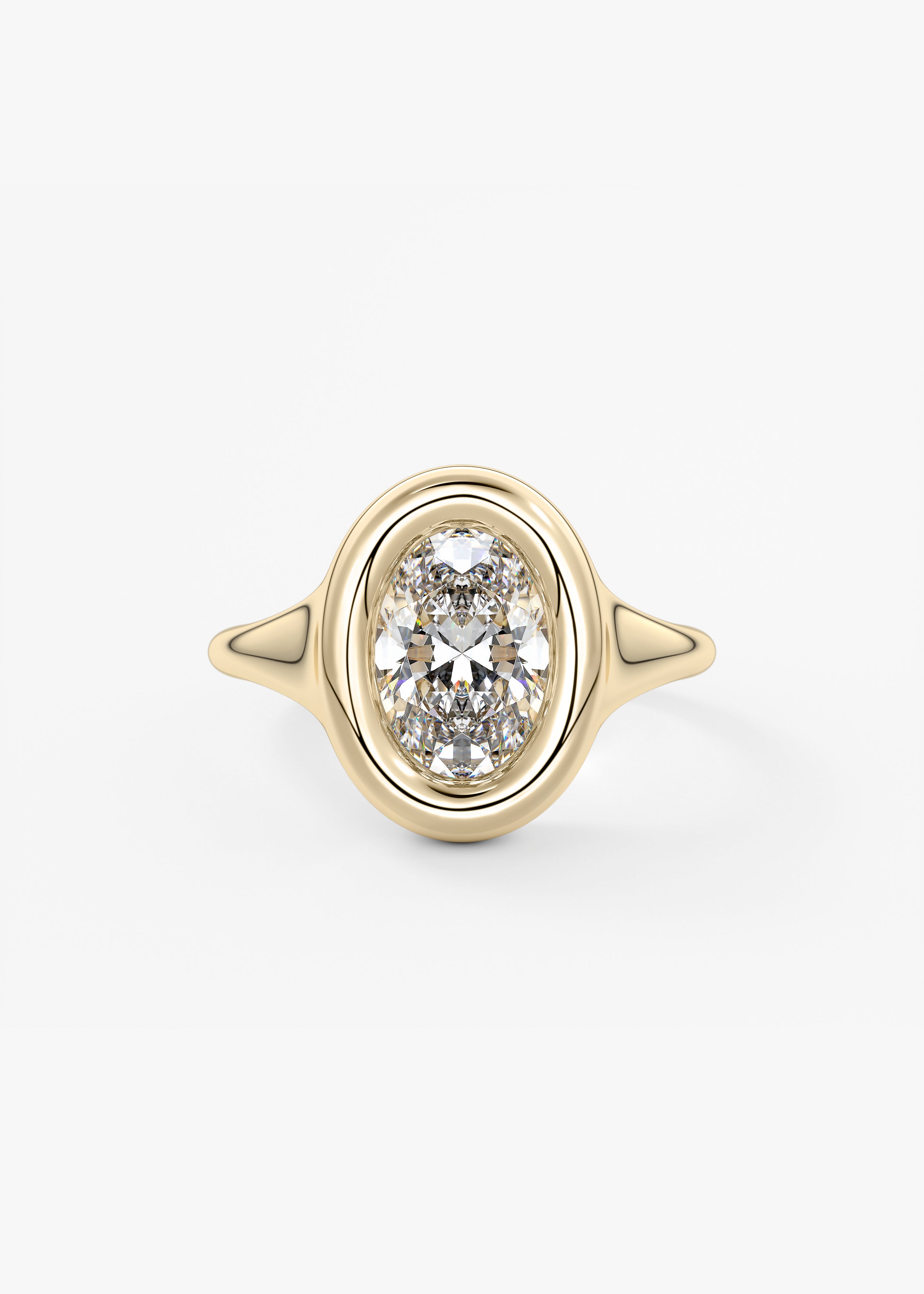 The Gumdrop engagement in YG metal featuring Oval cut with Solitaire,Bezel setting