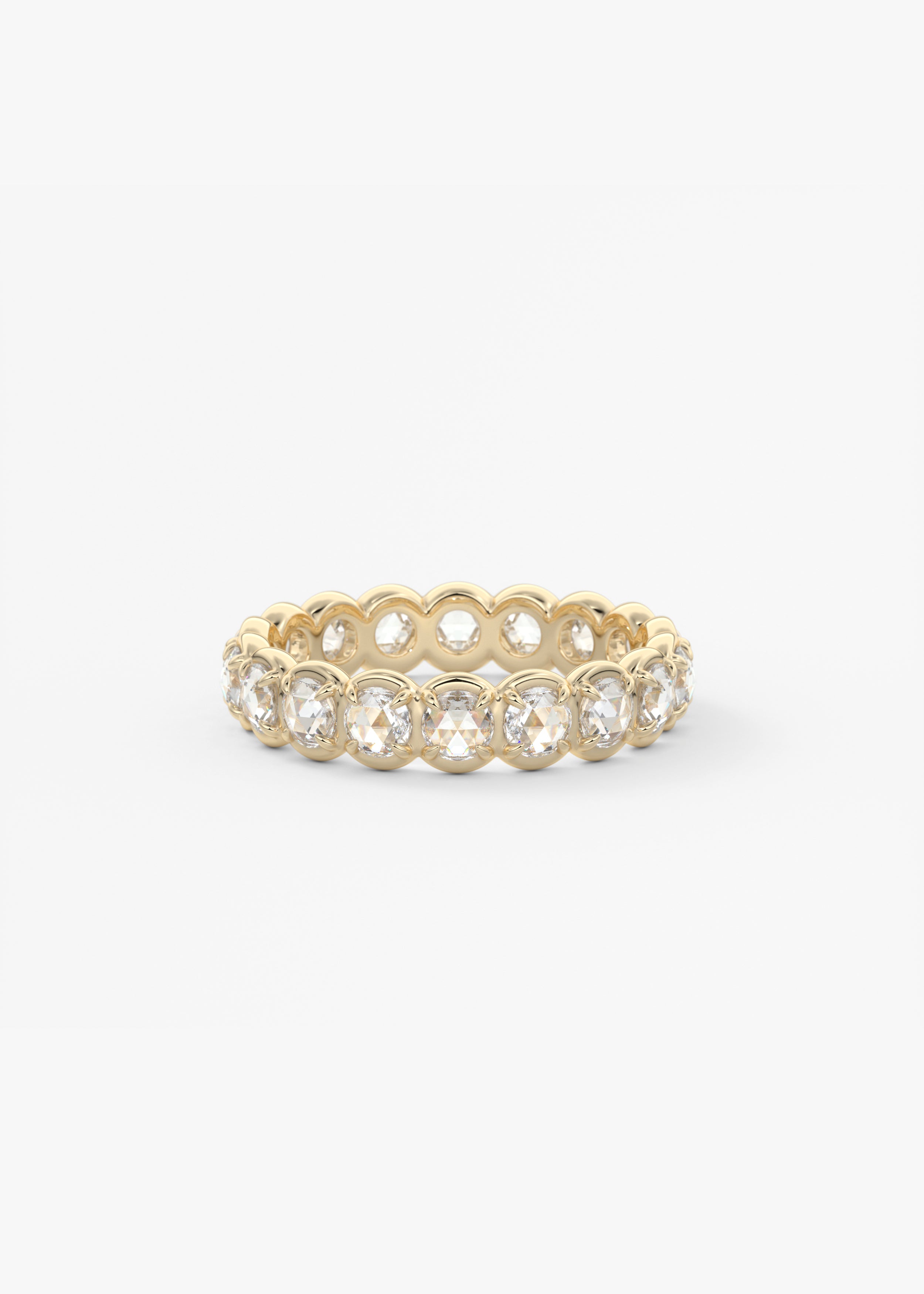 The Meringue  wedding in YG metal featuring Rose Cut cut with Stacking Rings,Diamond Bands,Eternity Bands setting