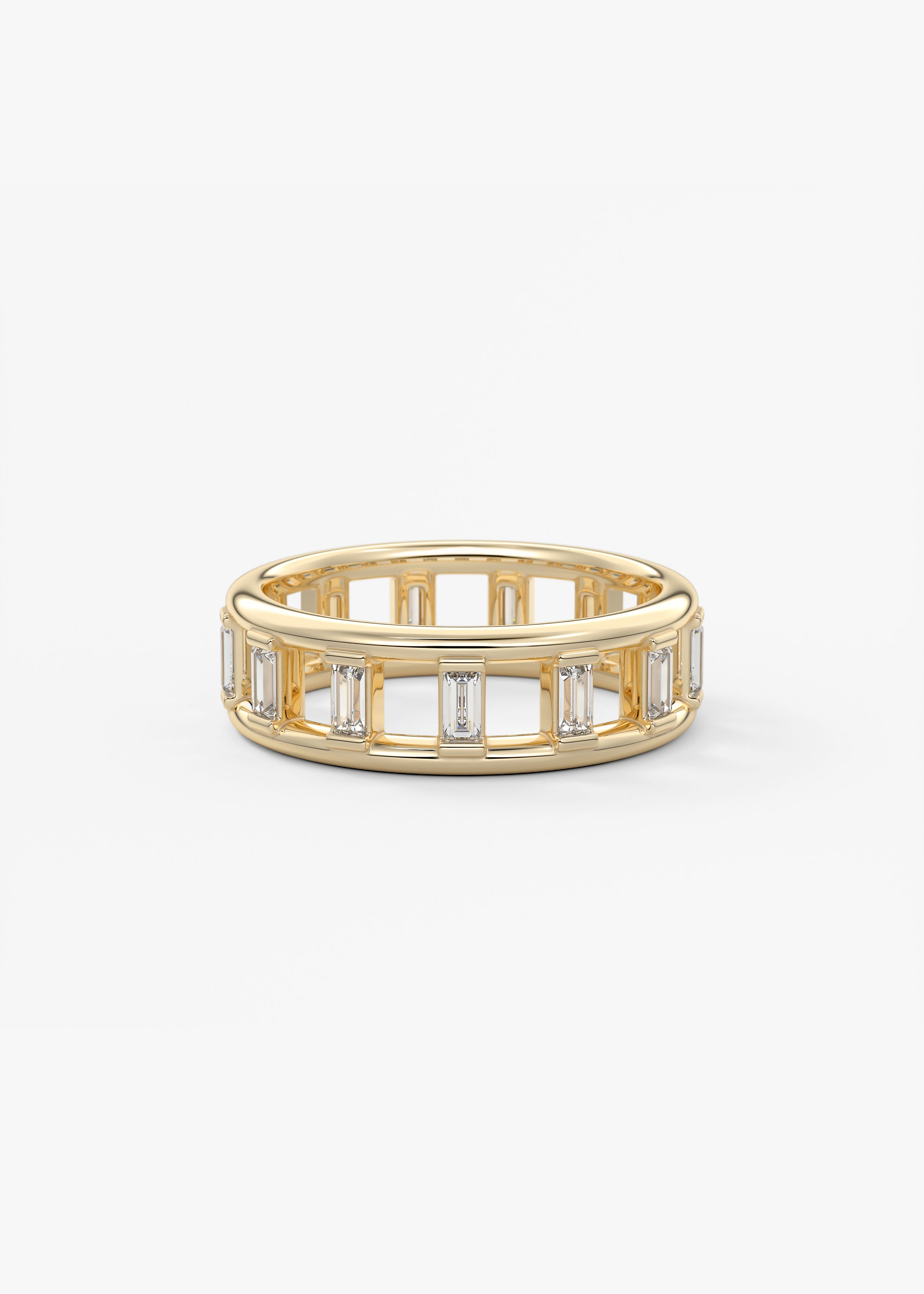 The Meridian  wedding in YG metal featuring Baguettes cut with Stacking Rings,Diamond Bands,Eternity Bands setting