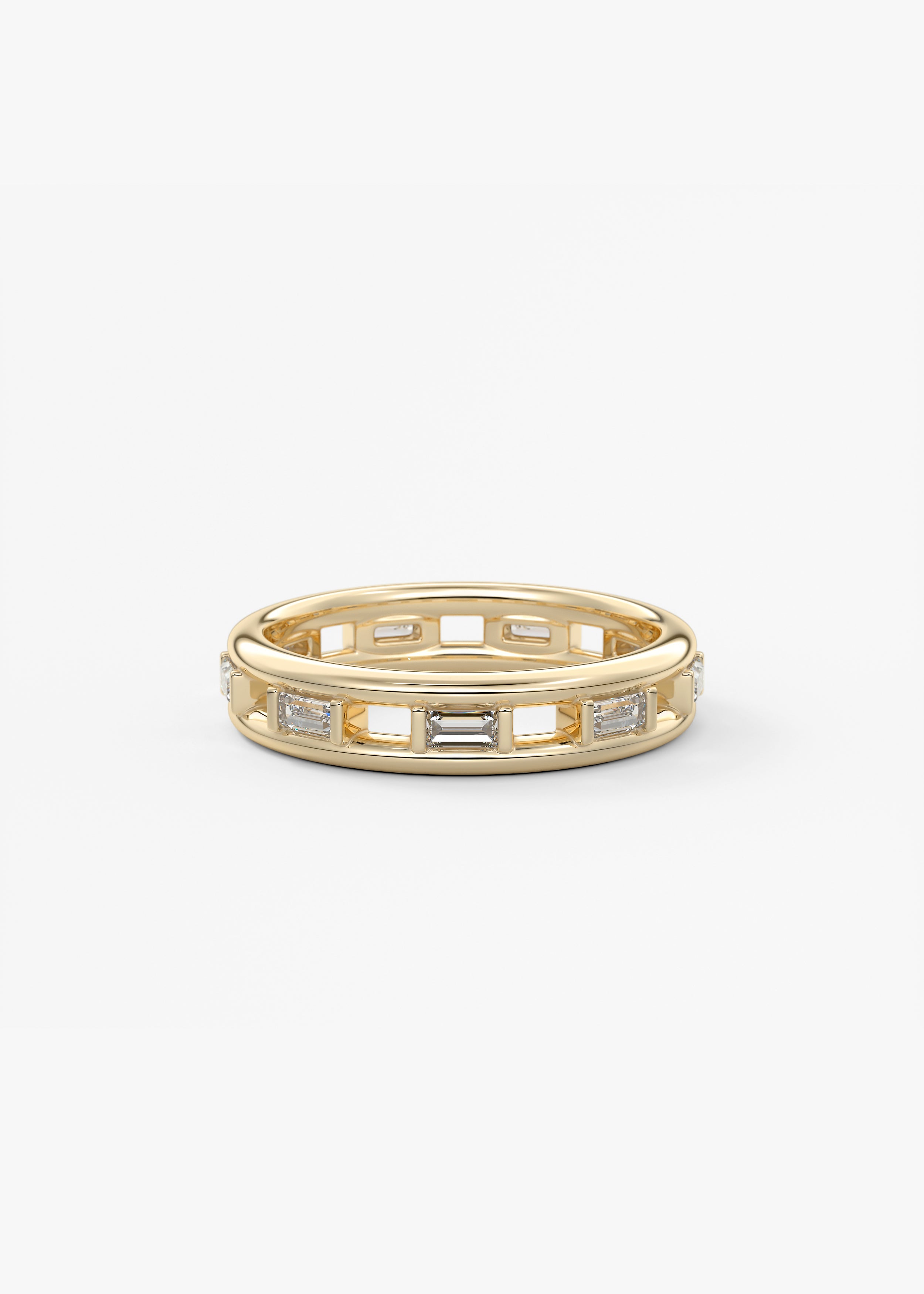 The Meridian  wedding in YG metal featuring Baguettes cut with Stacking Rings,Diamond Bands,Eternity Bands setting