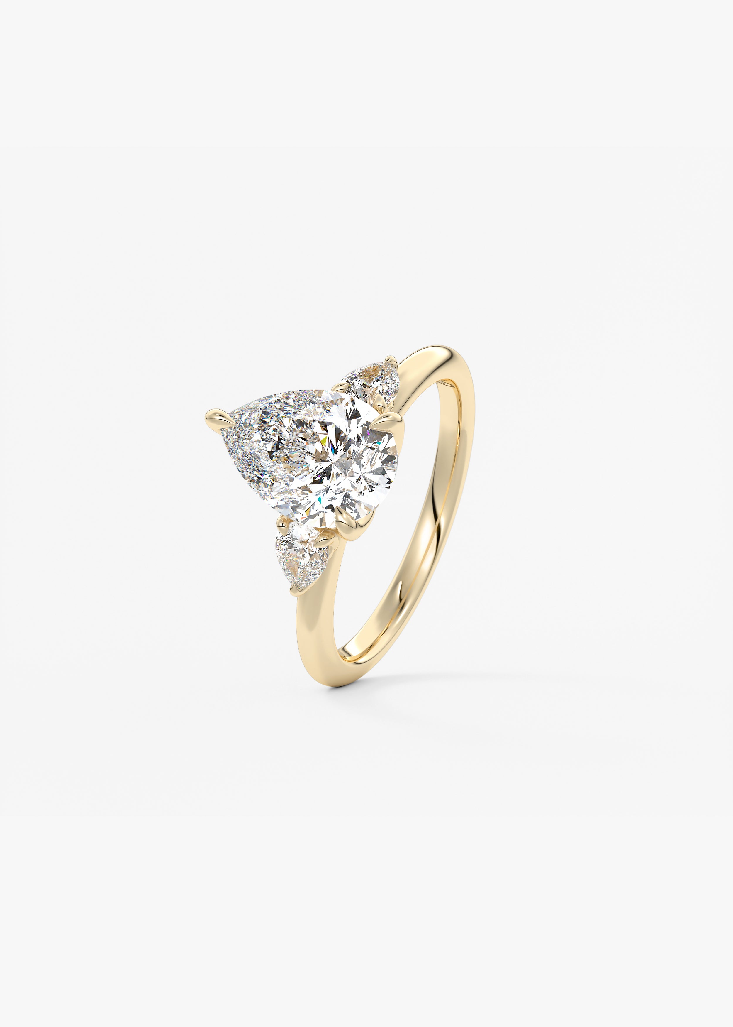 Royale Three Stone engagement hover view