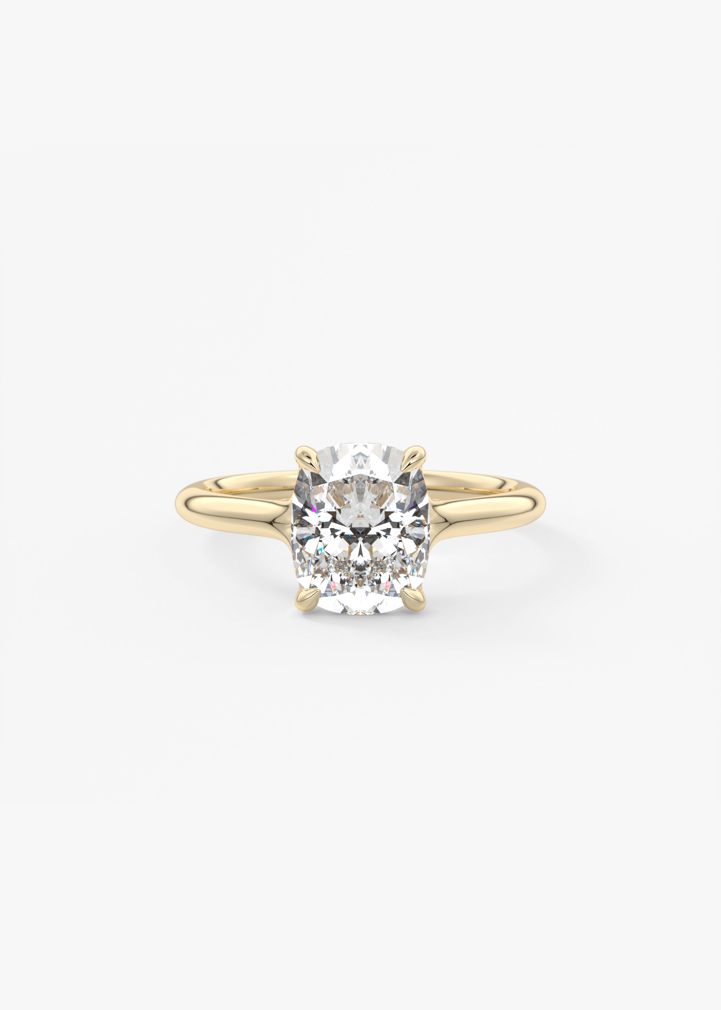 The Arbor  engagement in YG metal featuring Cushion,Elongated Cushion,Old Mine cut with Prong,Solitaire,Nature Inspired setting