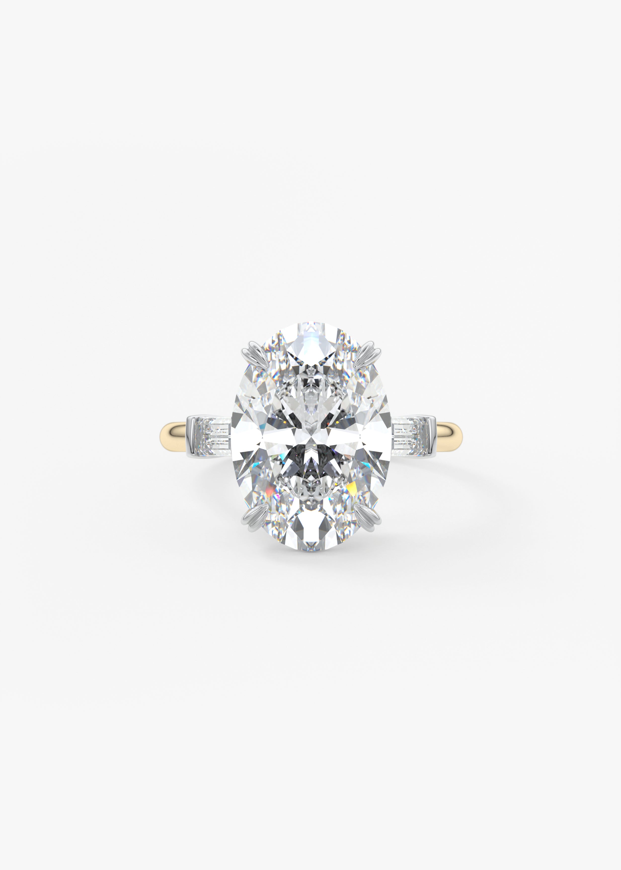 The Margot  engagement in YG metal featuring Oval cut with Prong,Three Stone,Two Tone setting