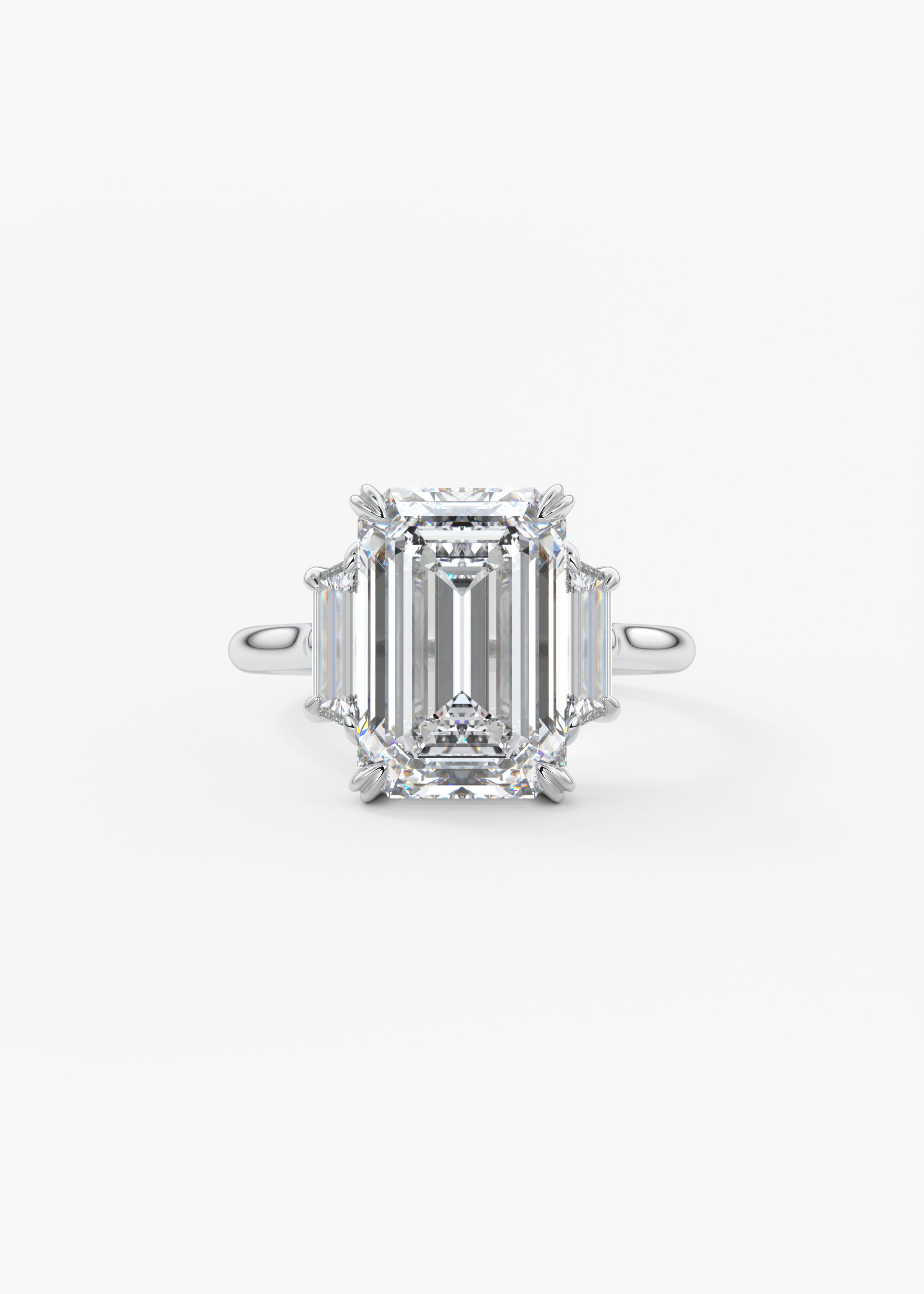 The 幸运在线168官方飞艇结果体彩查询网 Marguerite  engagement in WG metal featuring Emerald cut with Prong, three_stone setting