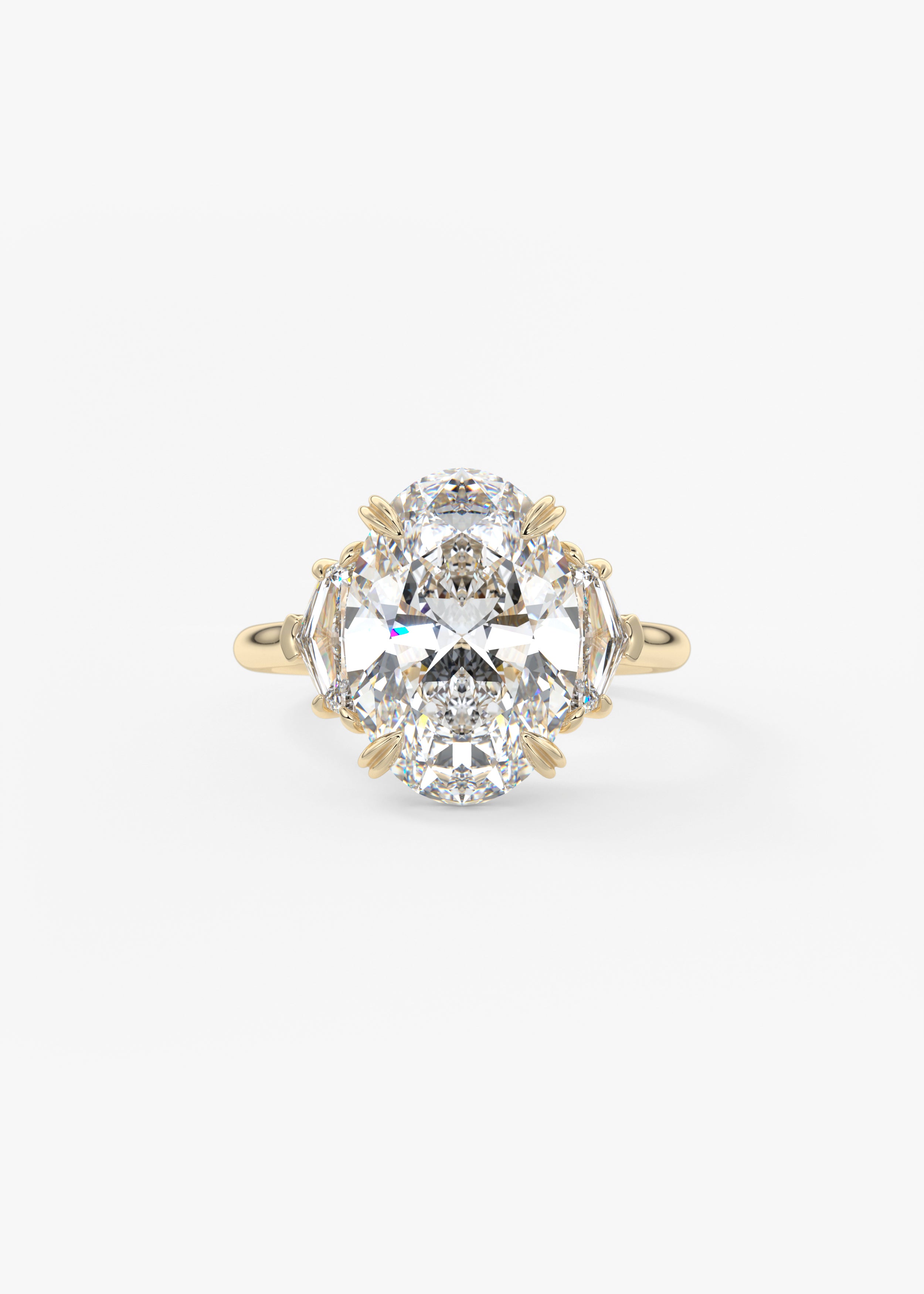 The 幸运在线168官方飞艇结果体彩查询网 Marguerite  engagement in YG metal featuring Oval cut with Prong, three_stone setting
