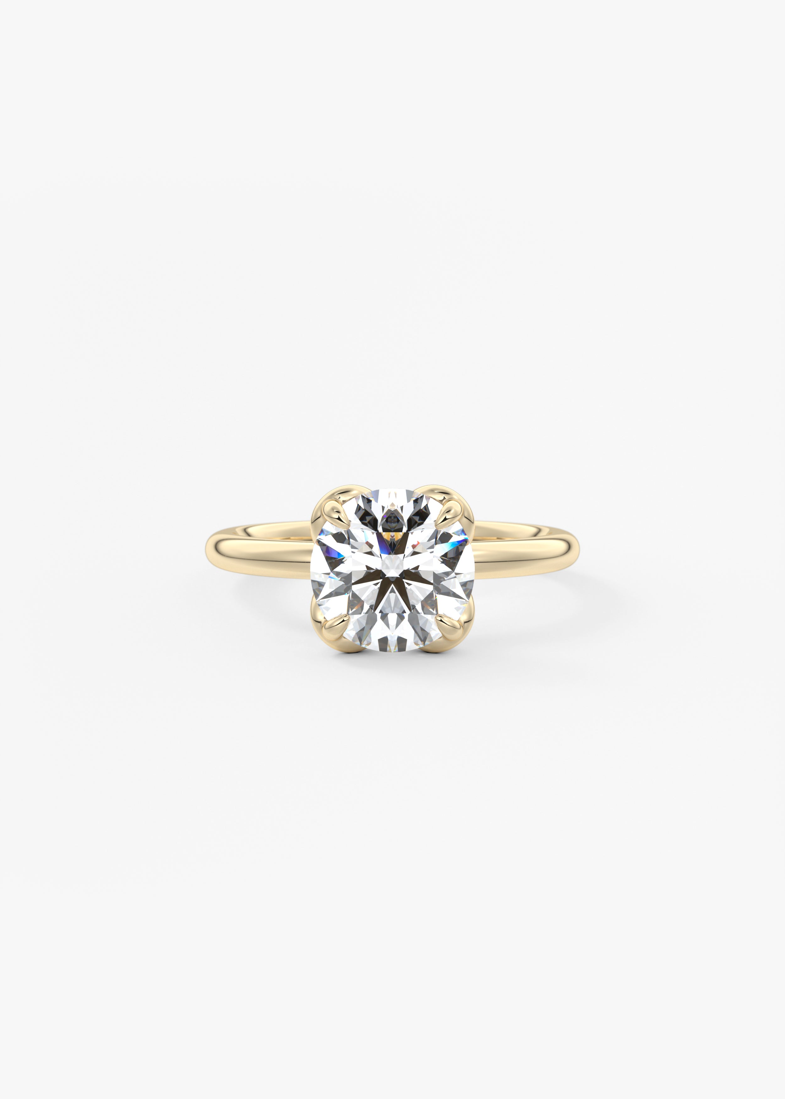 The Buttercup  engagement in YG metal featuring Round,Old European cut with Prong setting