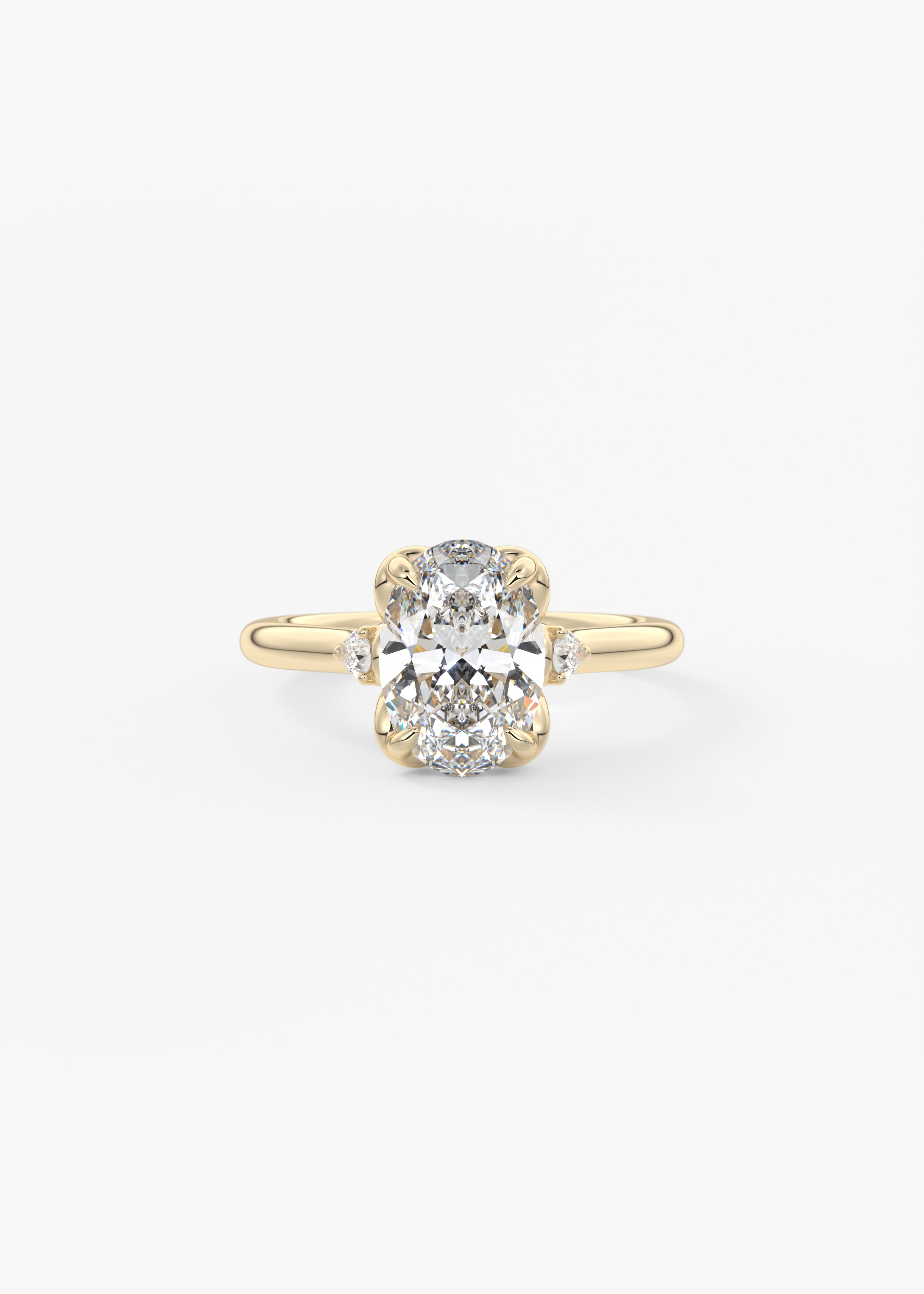 The Buttercup Bouquet  engagement in YG metal featuring Oval cut with Prong,Three Stone setting