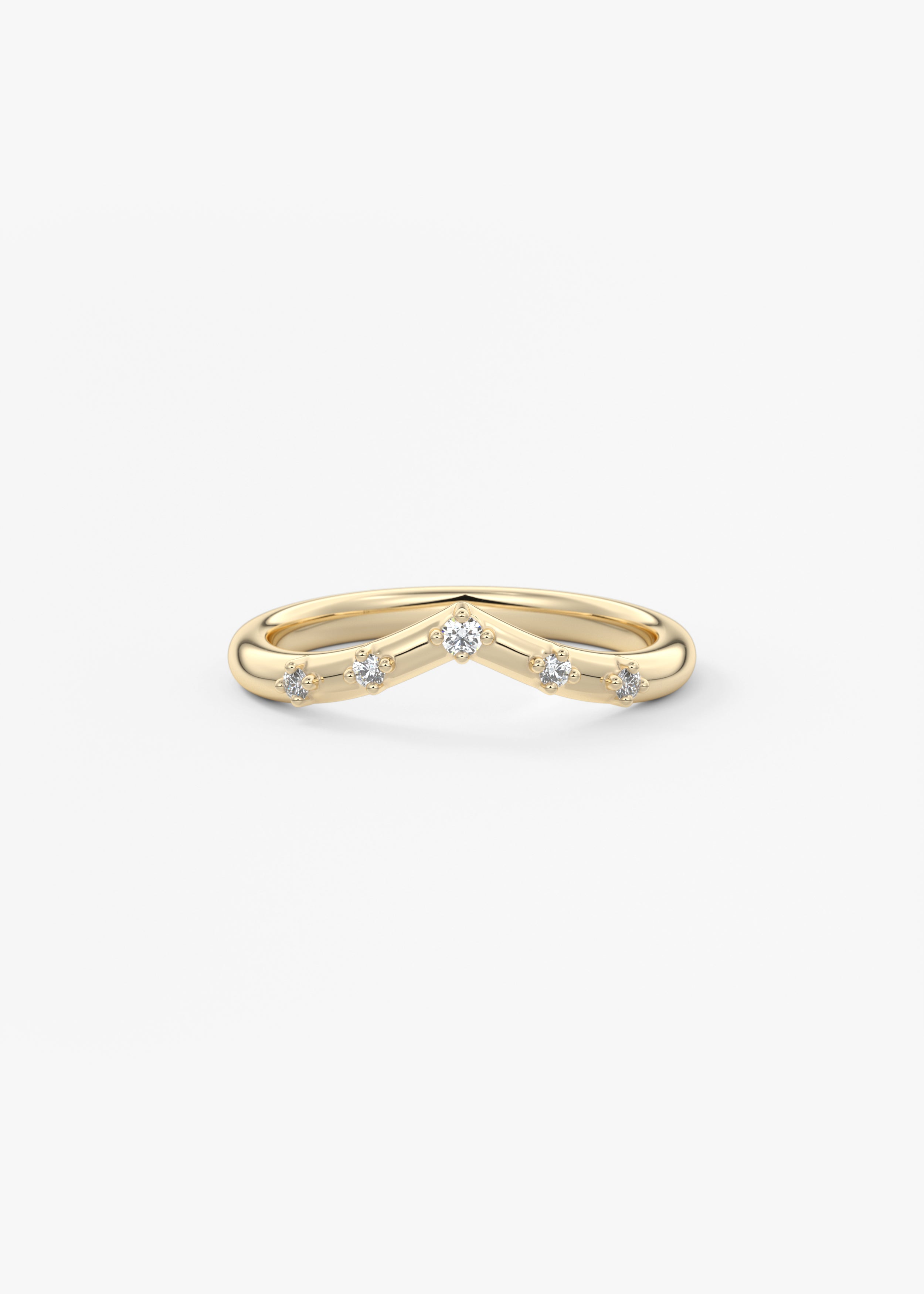 Peaked Starlette Band wedding in YG metal featuring None cut with Stacking,Pave setting