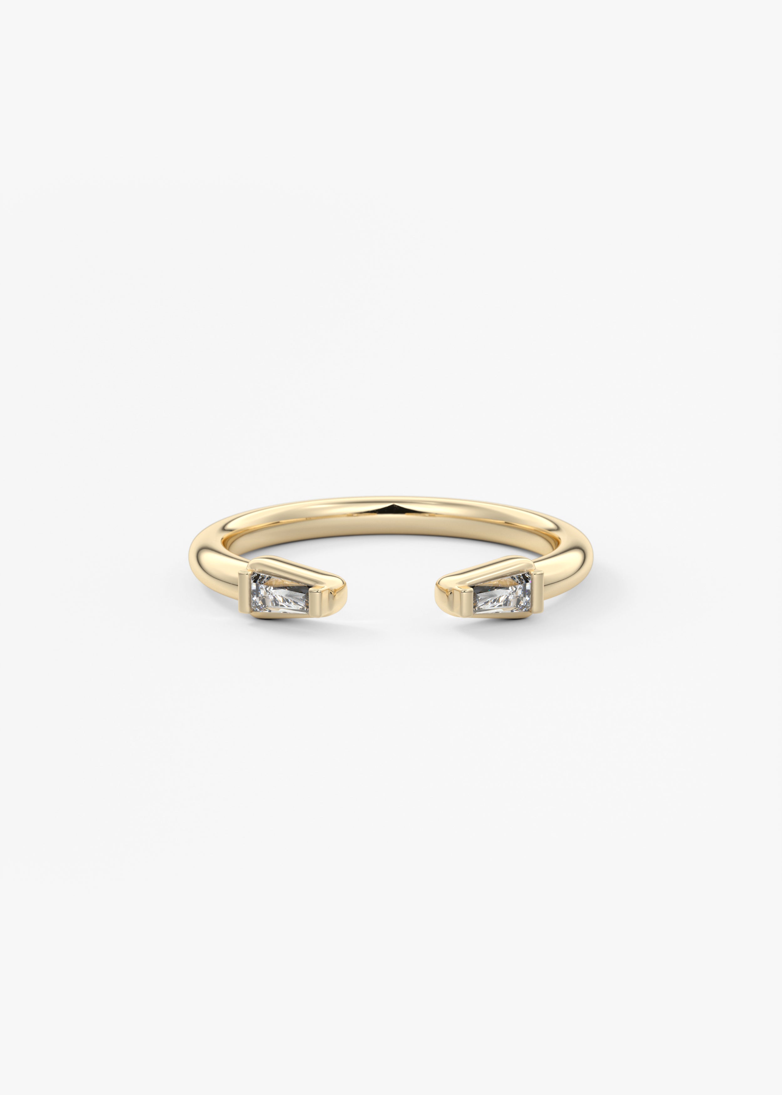 The Open Point Baguette Band wedding in YG metal featuring None cut with Stacking,Pave setting