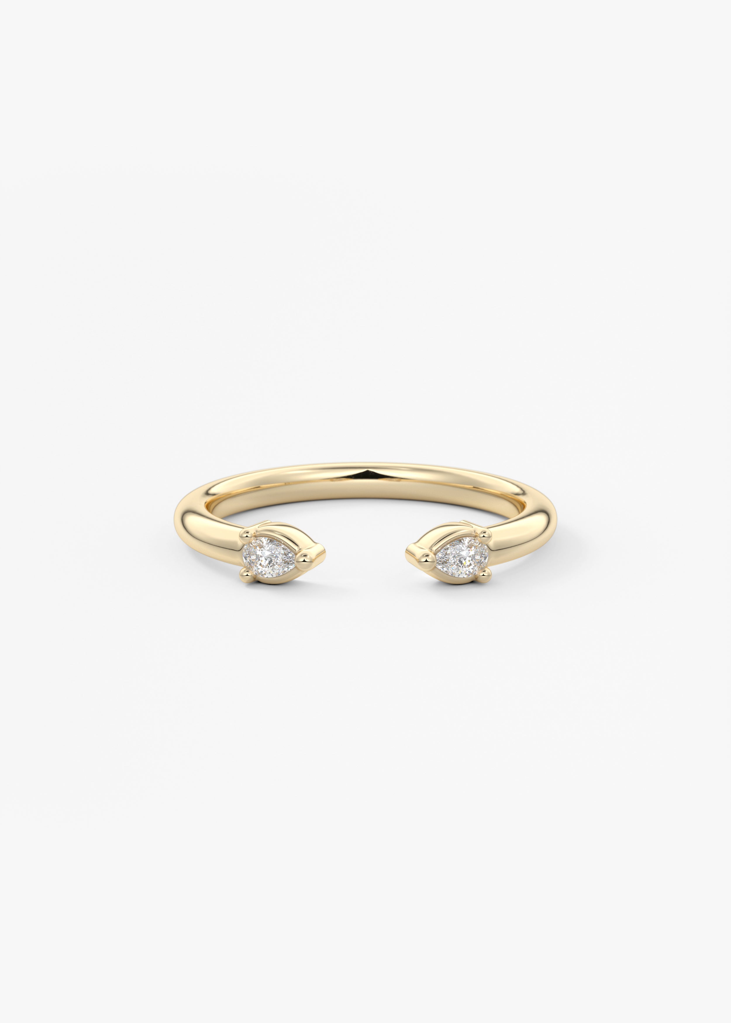 The Open Point Pear Band wedding in YG metal featuring None cut with Stacking,Pave setting