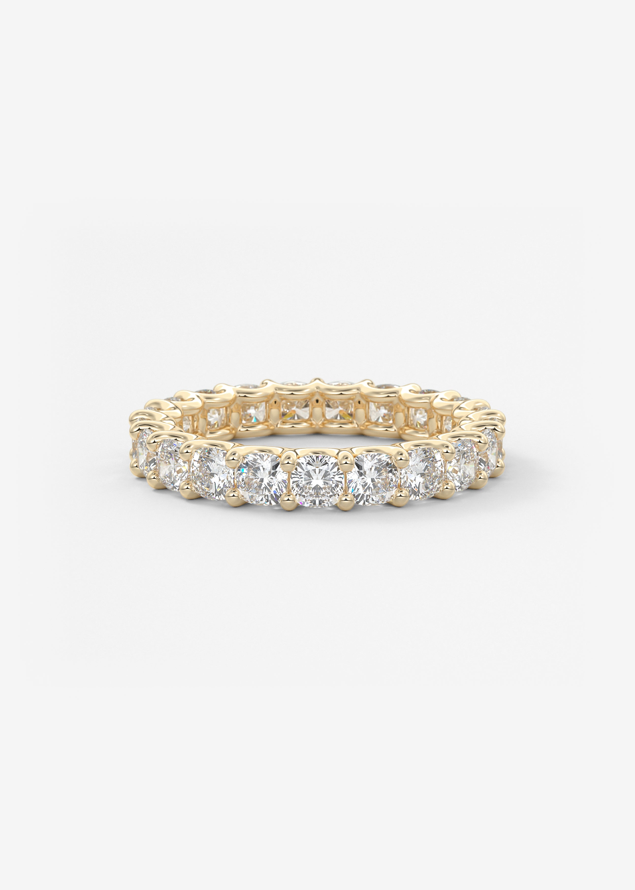 The Cushion Scallop Eternity 3mm wedding in YG metal featuring None cut with Anniversary,Pave,Eternity setting