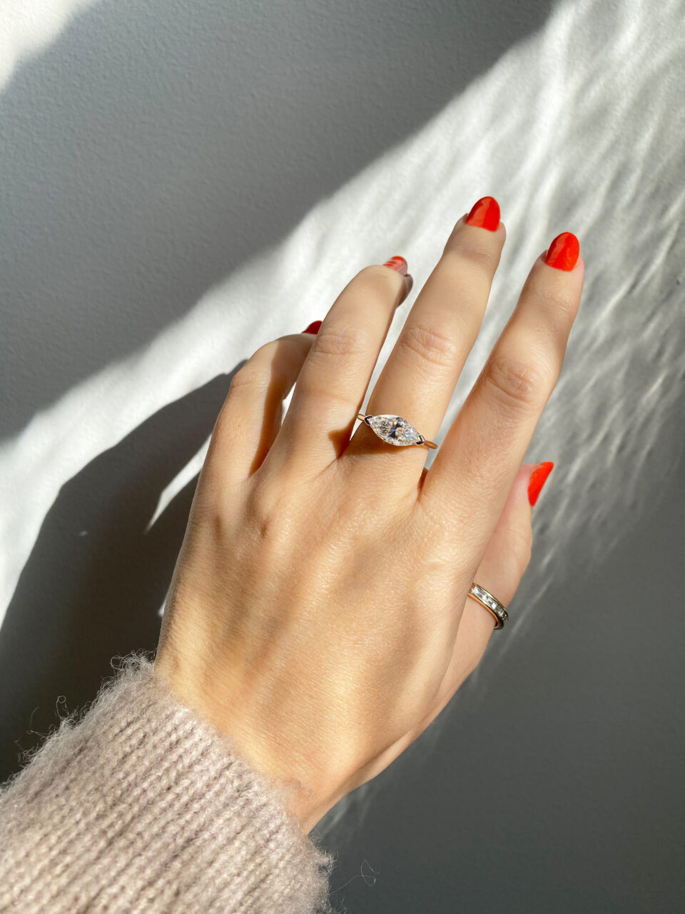 east west marquise diamond platinum half bezel