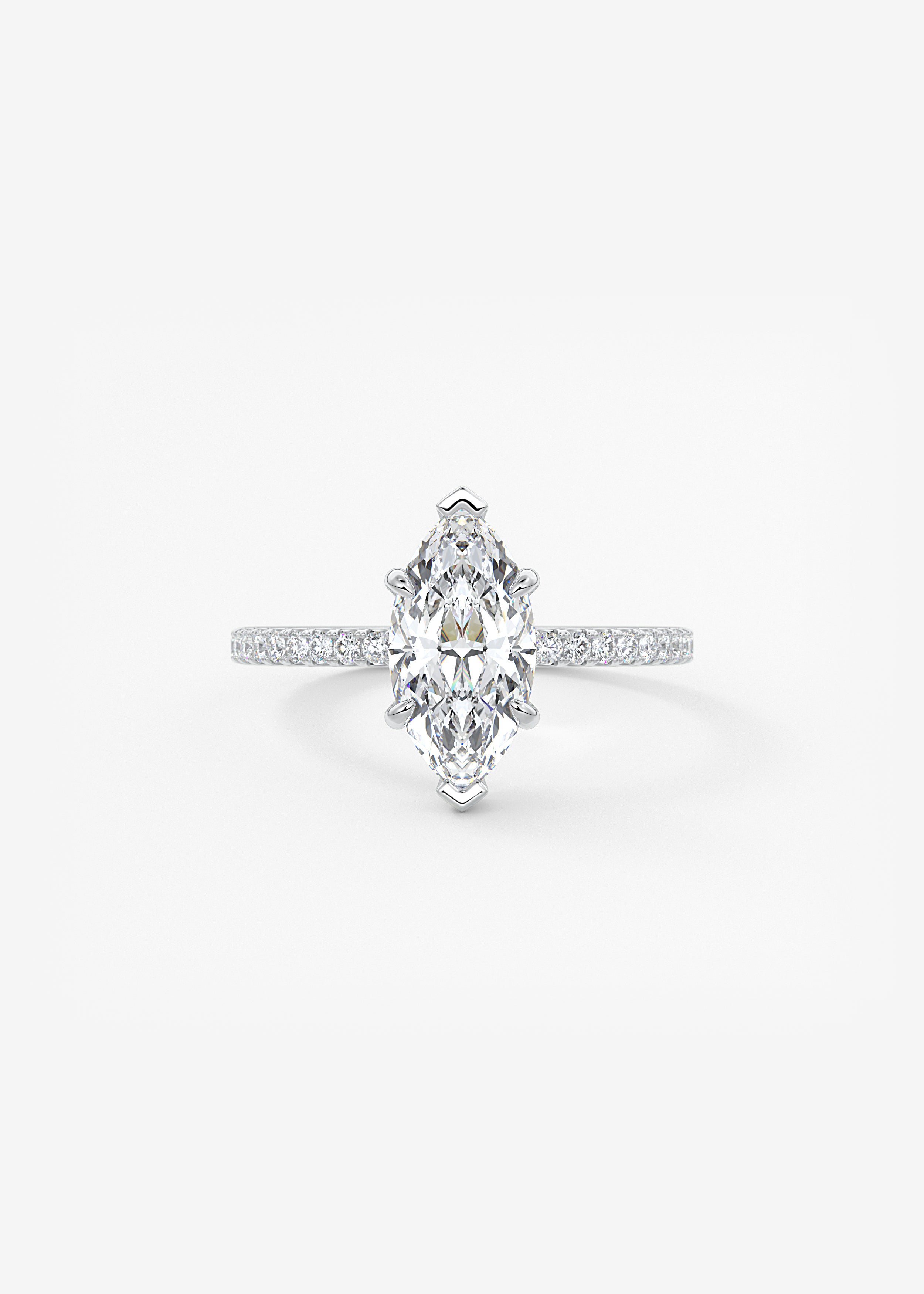 The Harper Deluxe  engagement in WG metal featuring Marquise cut with Prong,Pave,Hidden Halo setting